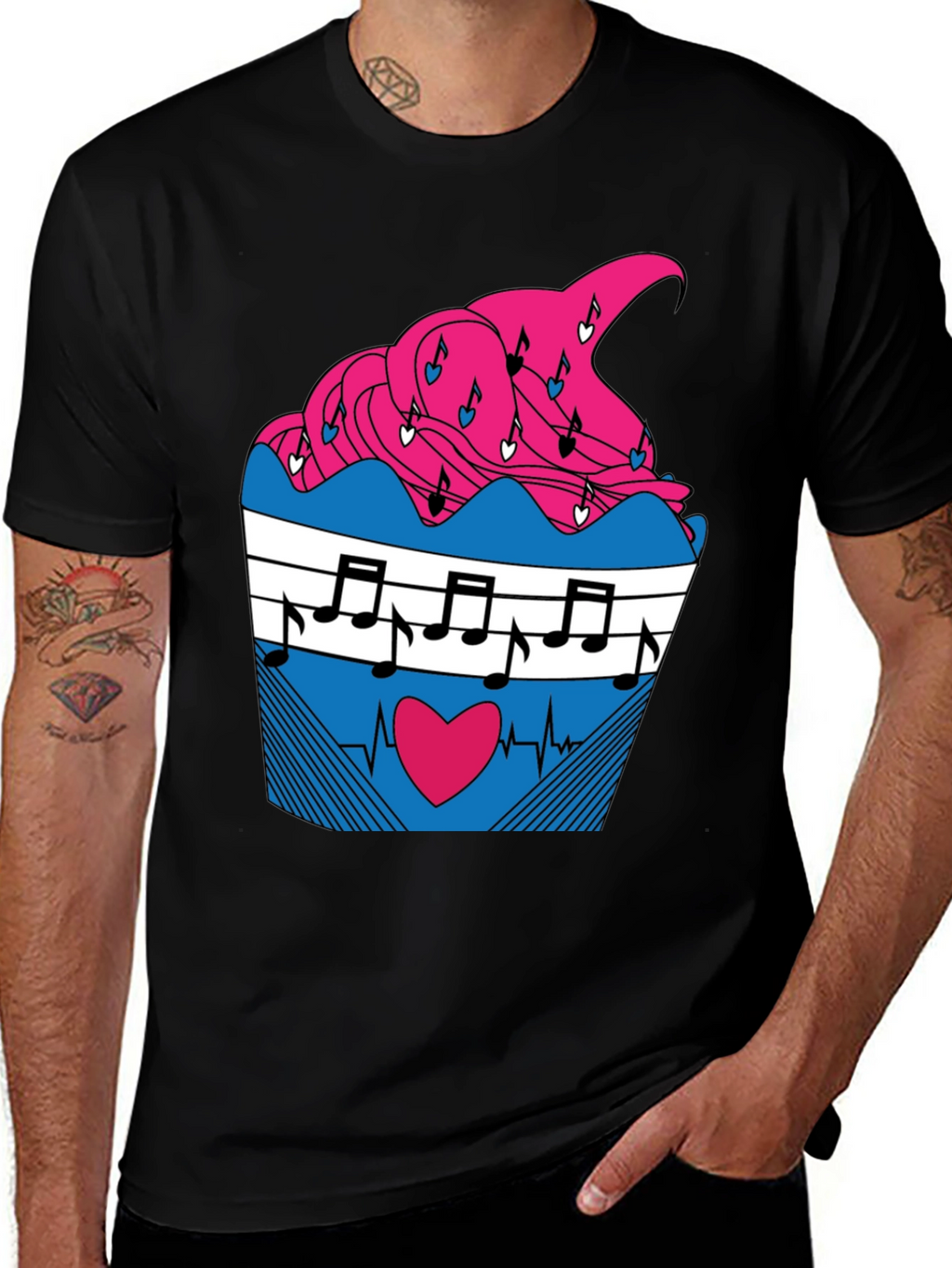 Music Heartbeat Cupcake Graphic Tee