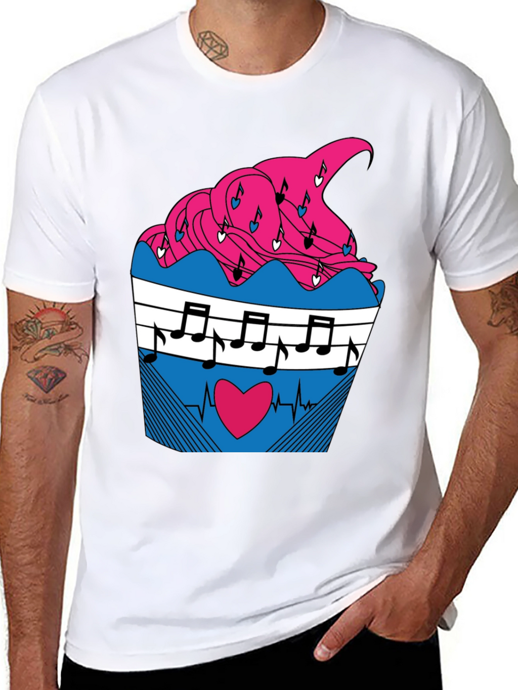 Music Heartbeat Cupcake Graphic Tee