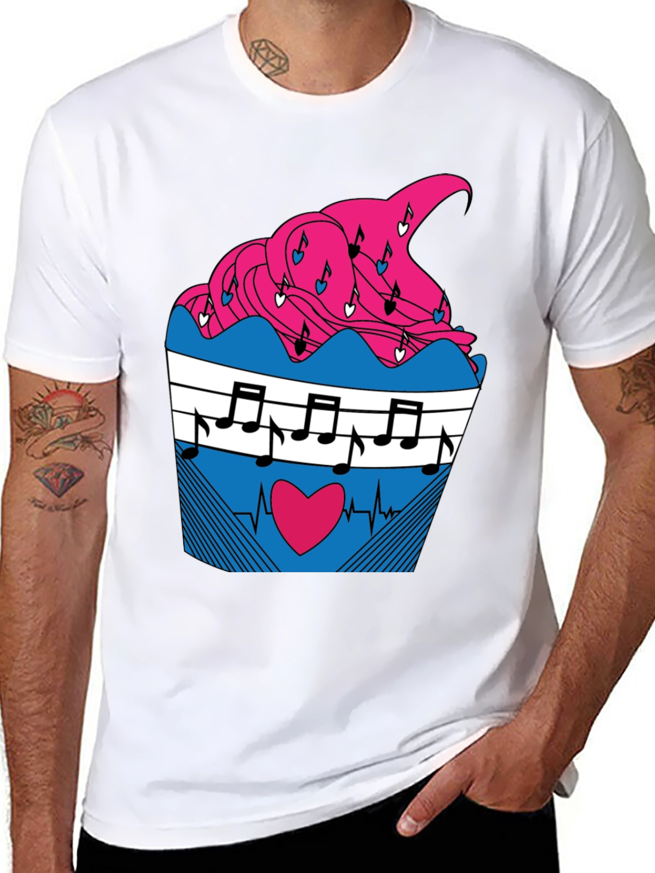 Music Heartbeat Cupcake Graphic Tee
