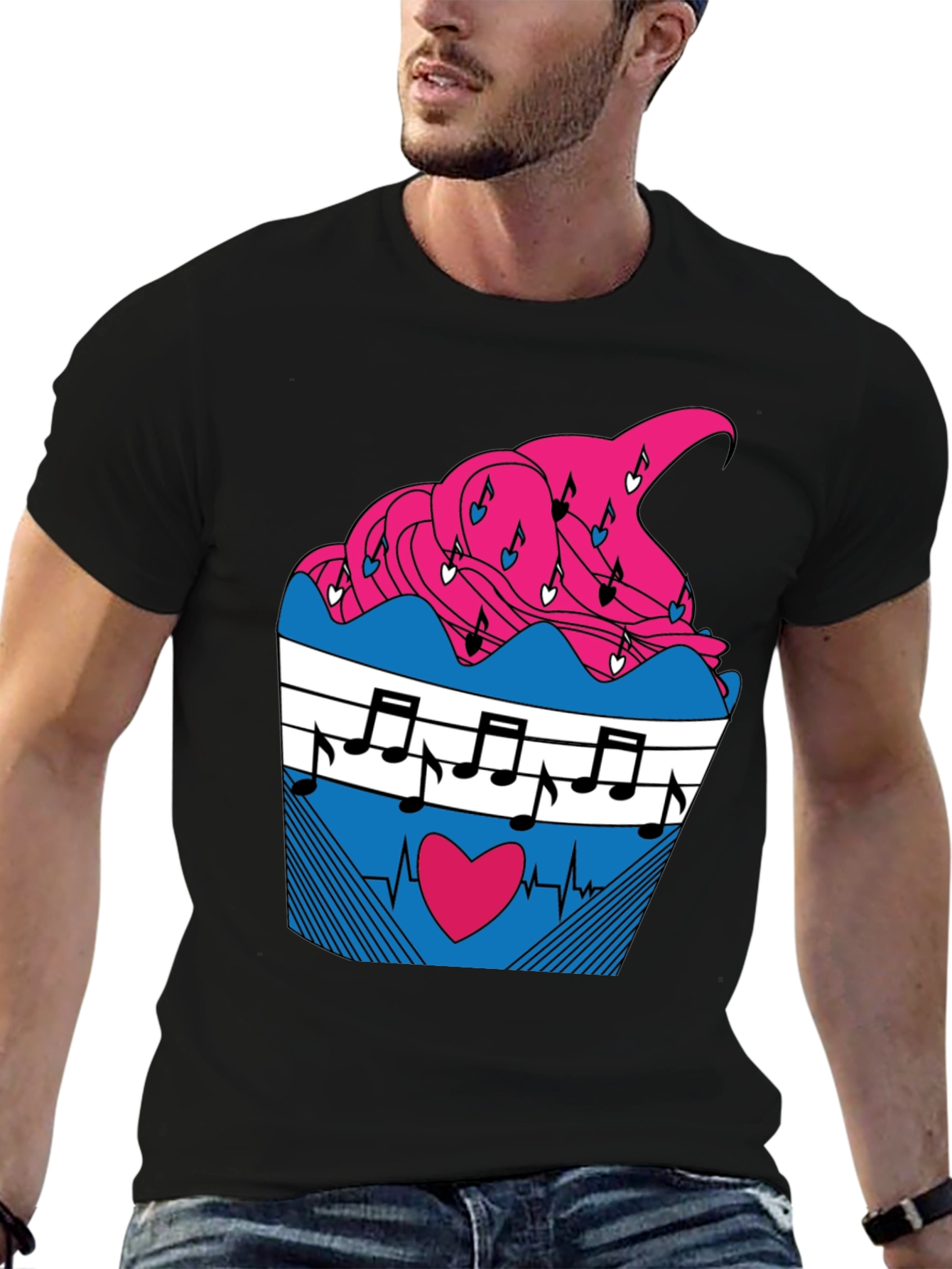 Music Heartbeat Cupcake Graphic Tee