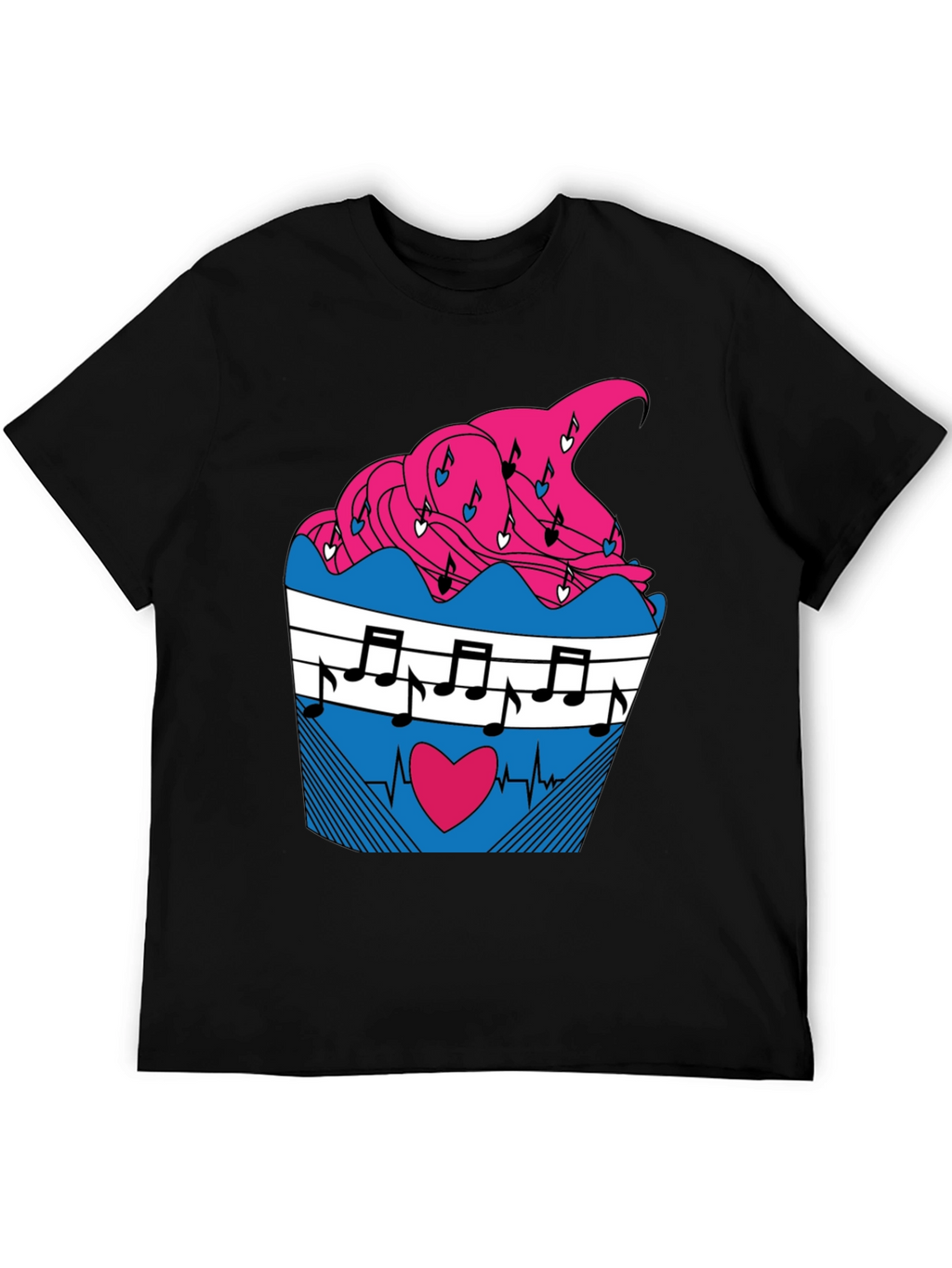 Music Heartbeat Cupcake Graphic Tee