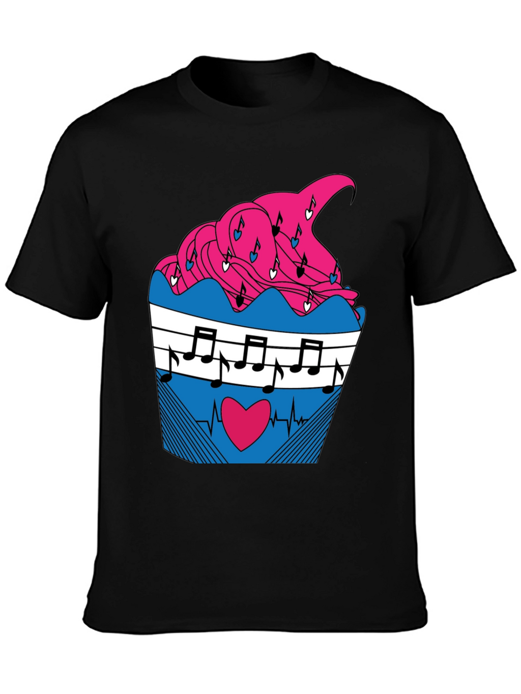 Music Heartbeat Cupcake Graphic Tee