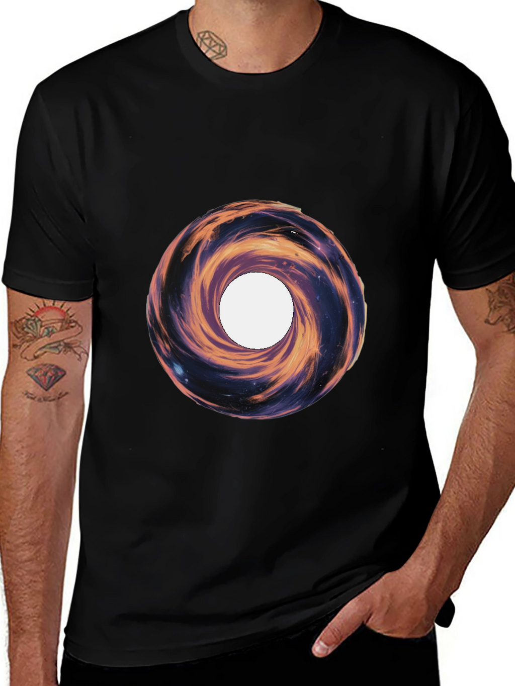 Cosmic Vortex Graphic Tee - Black