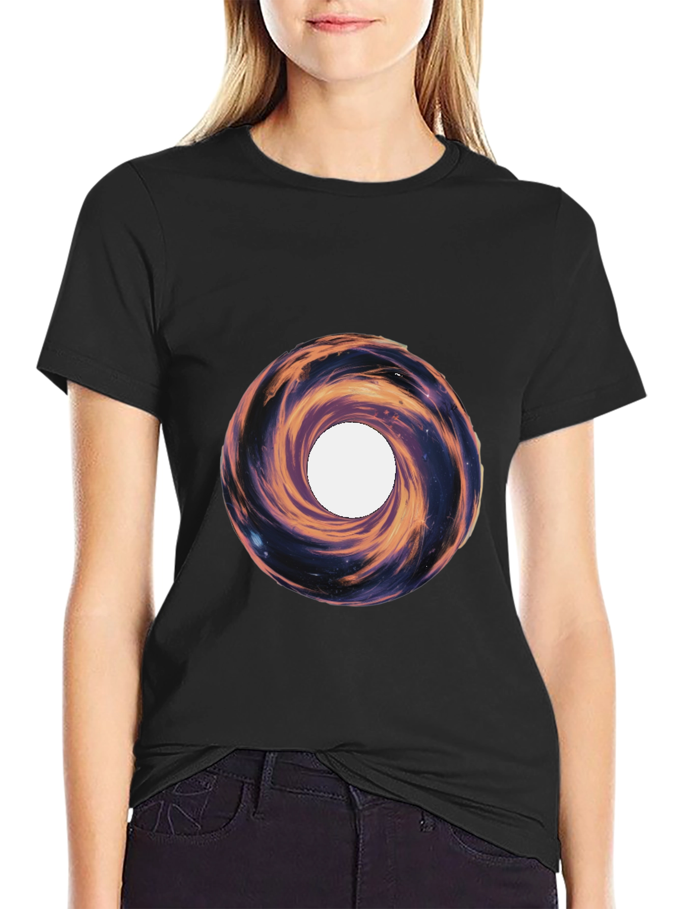 Cosmic Vortex Graphic Tee - Black