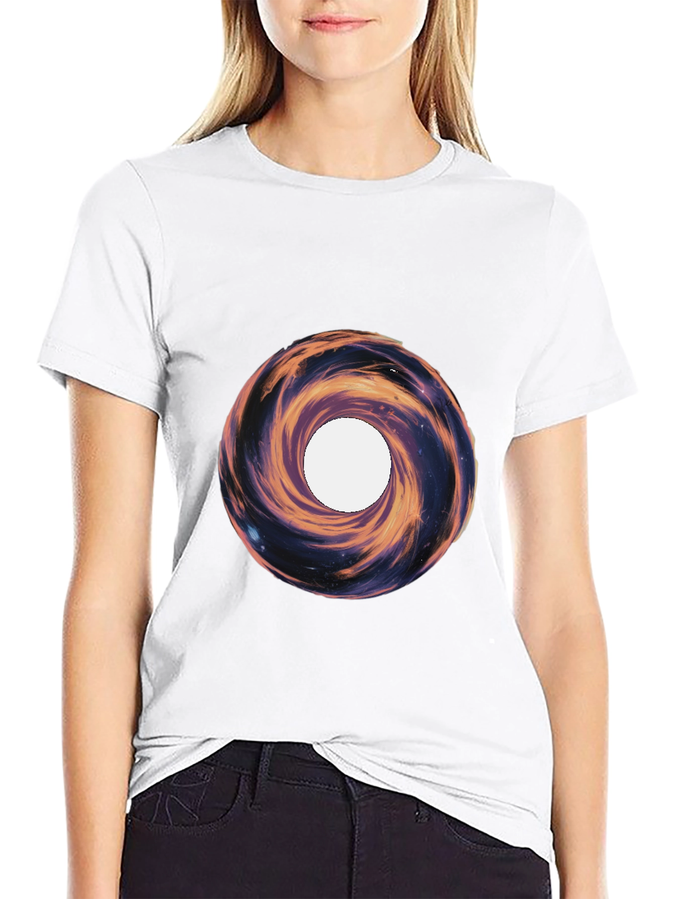 Cosmic Vortex Graphic Tee - Black
