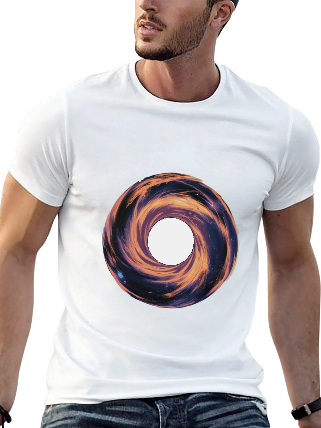 Cosmic Vortex Graphic Tee - Black