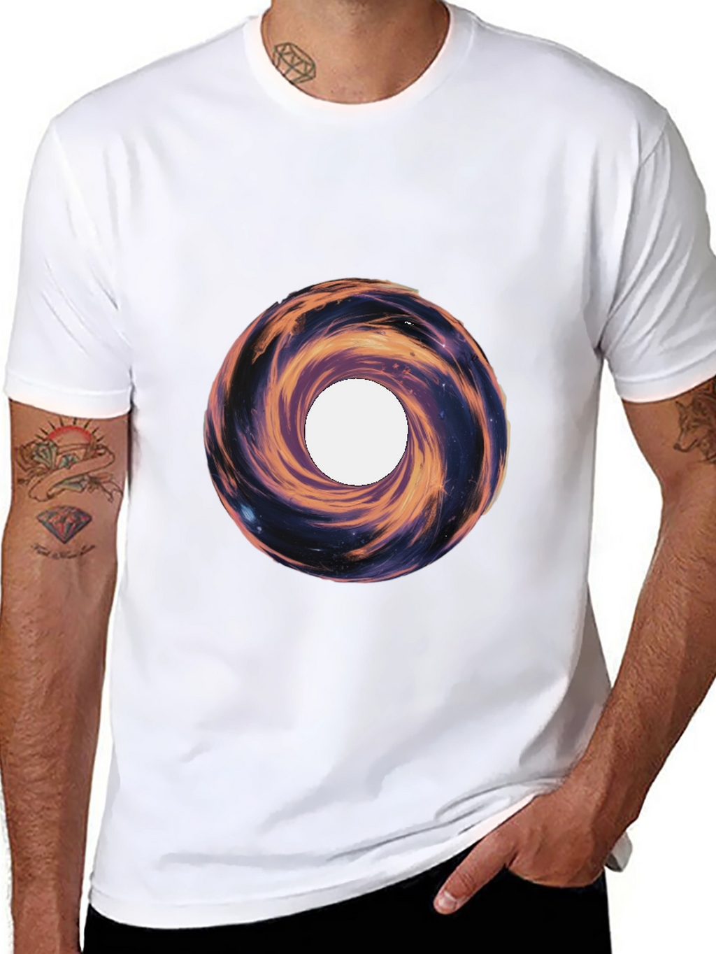 Cosmic Vortex Graphic Tee - Black