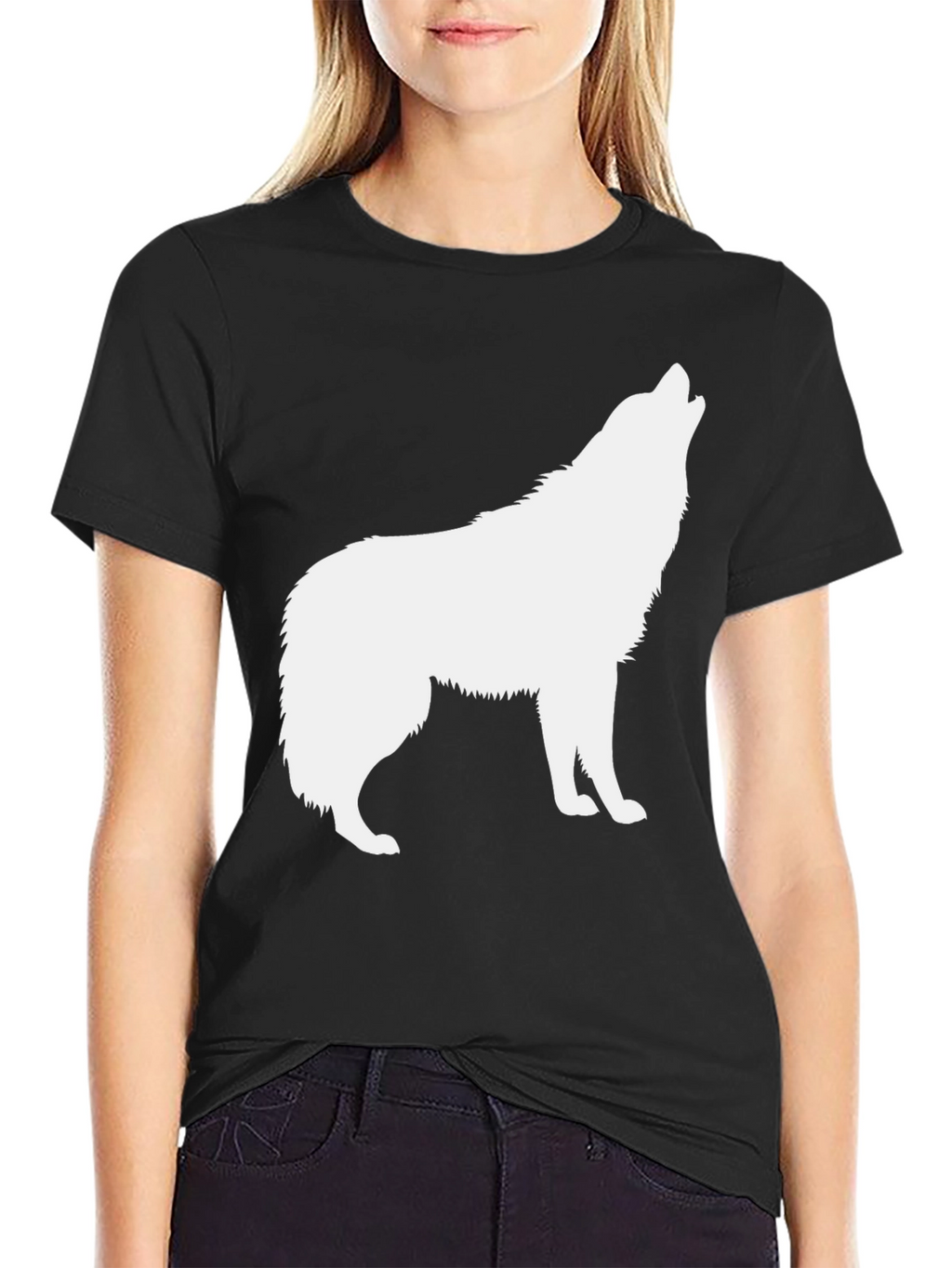 Black Wolf Howling Graphic T-Shirt - Mens