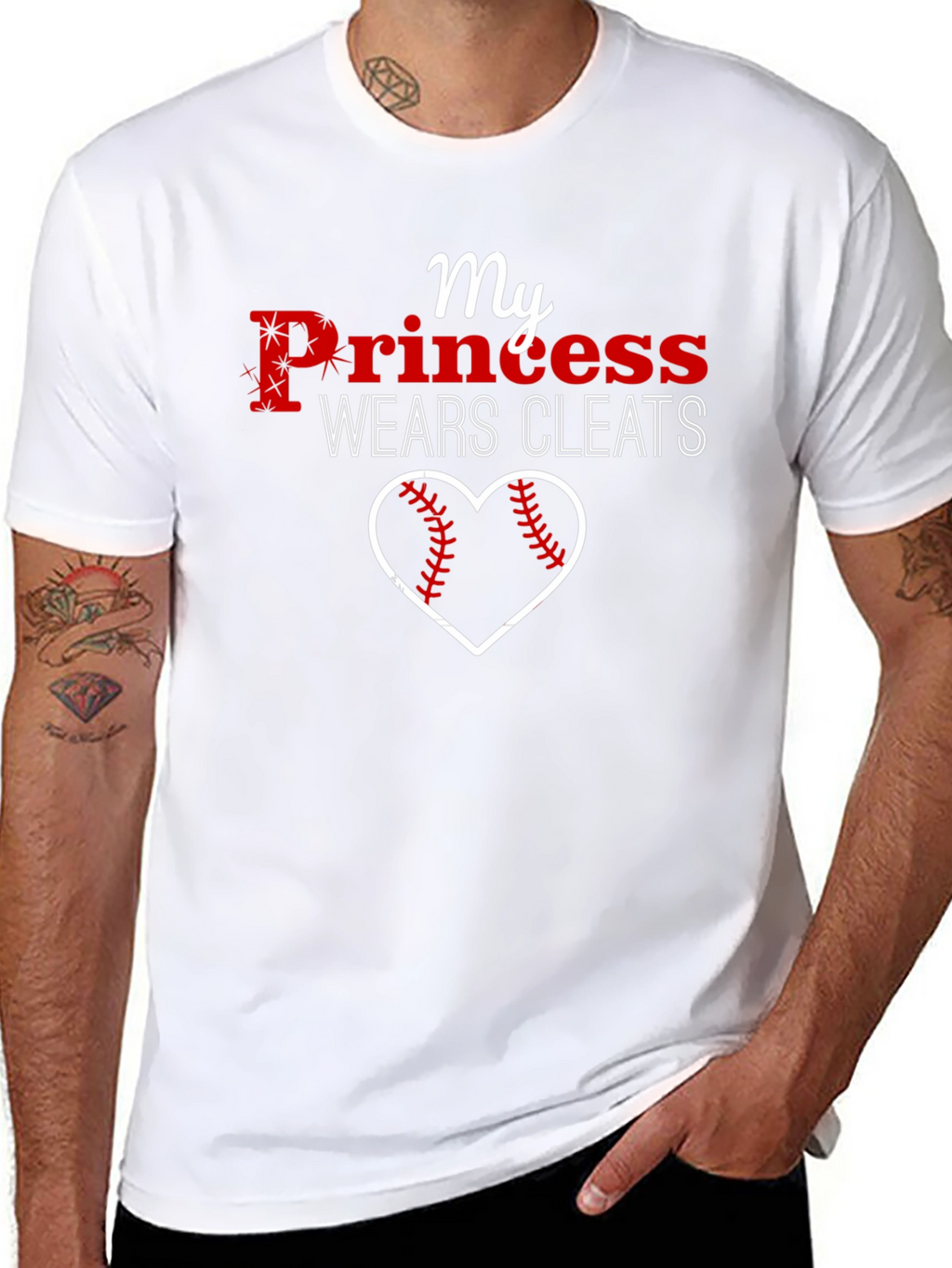 My Princess Wears Cleats Baseball Heart T-Shirt