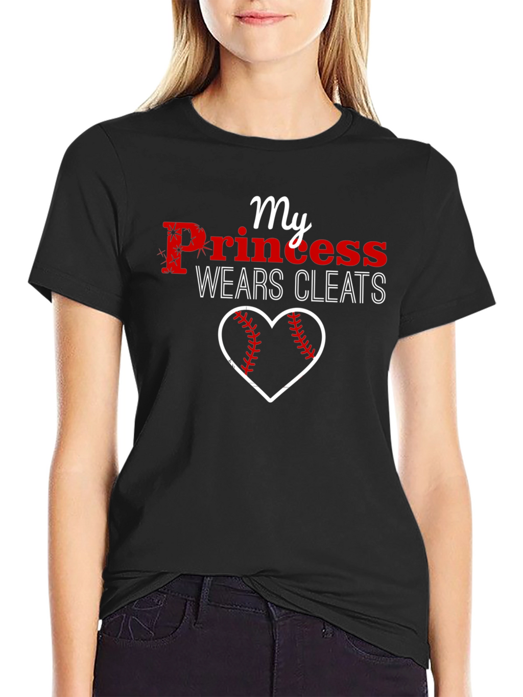 My Princess Wears Cleats Baseball Heart T-Shirt