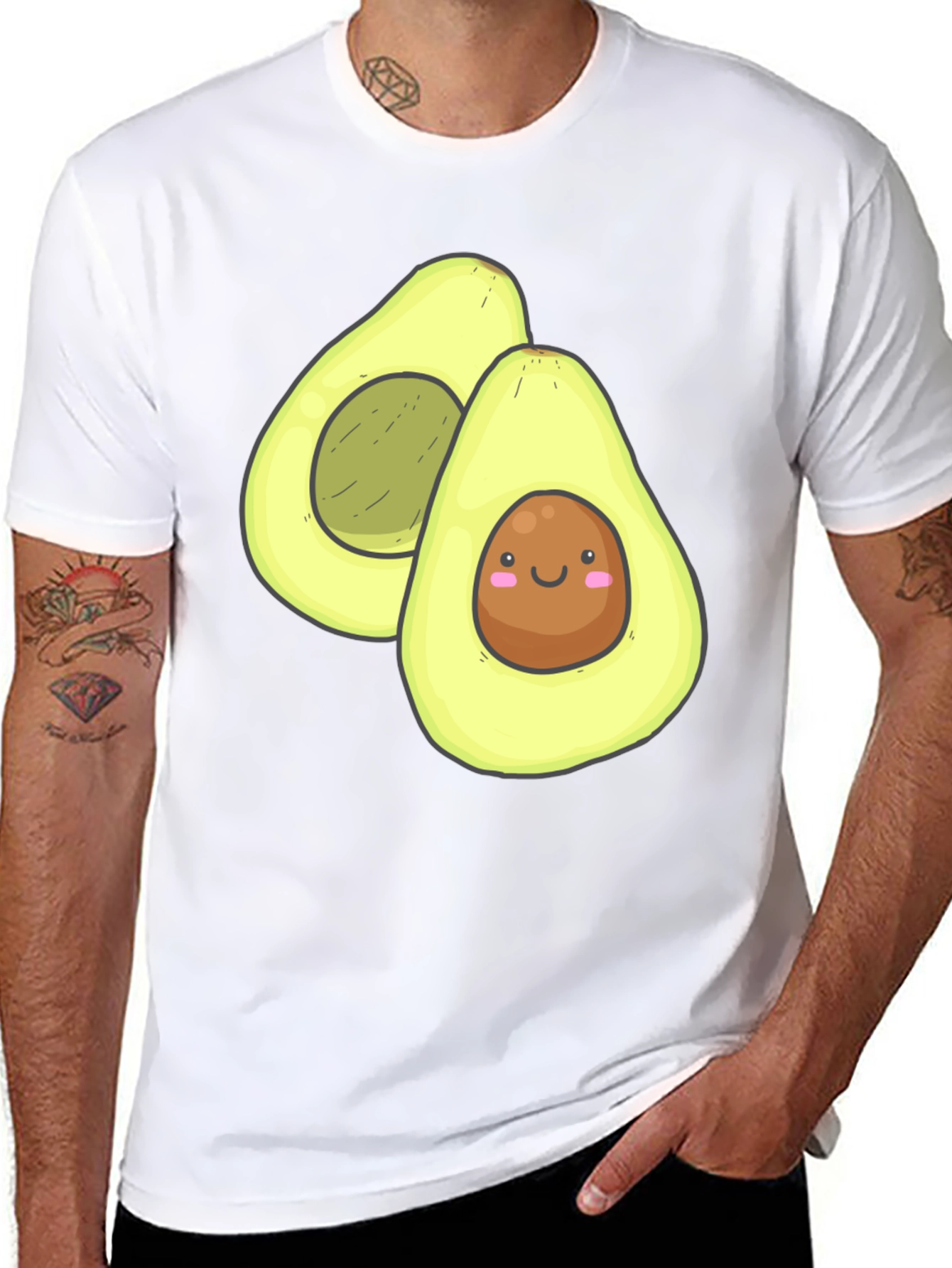 Cute Avocado Graphic Black T-Shirt