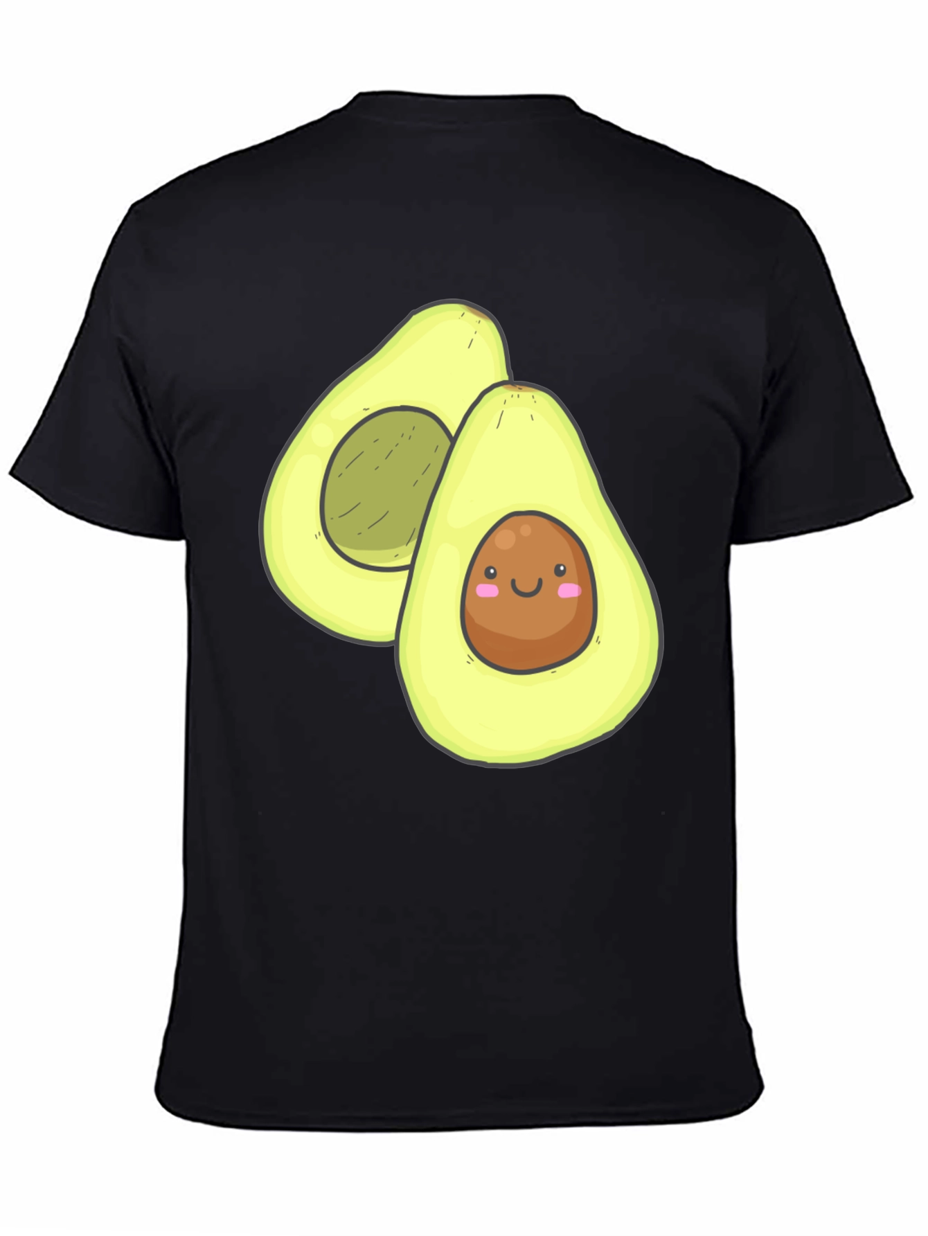 Cute Avocado Graphic Black T-Shirt