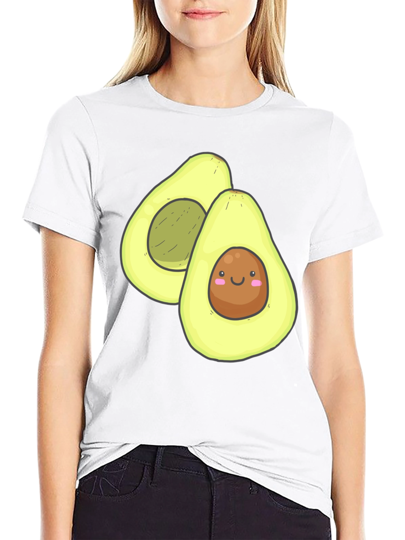 Cute Avocado Graphic Black T-Shirt