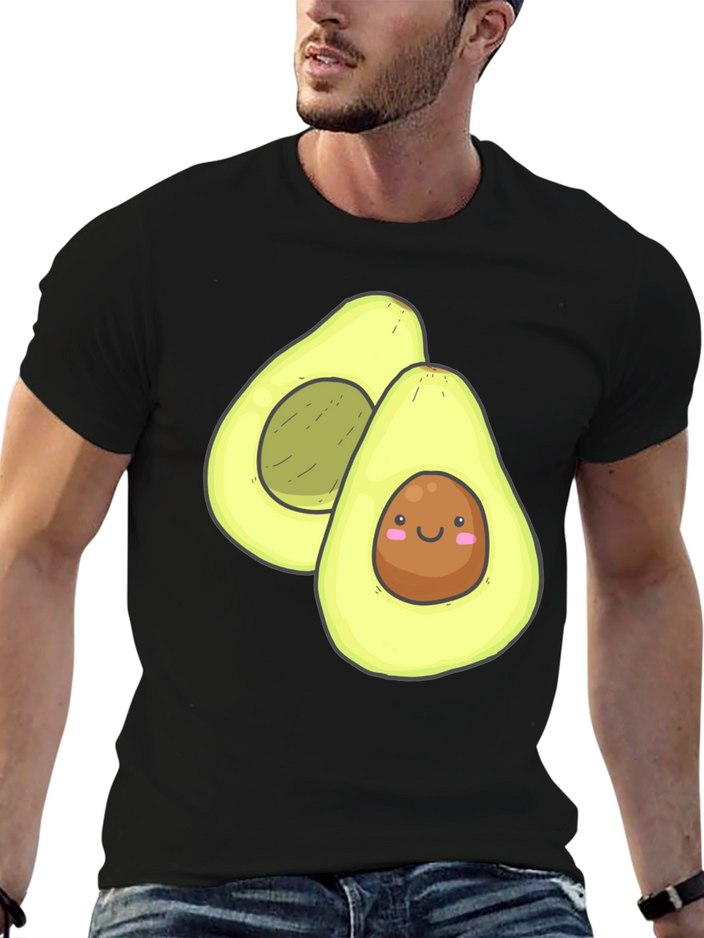Cute Avocado Graphic Black T-Shirt
