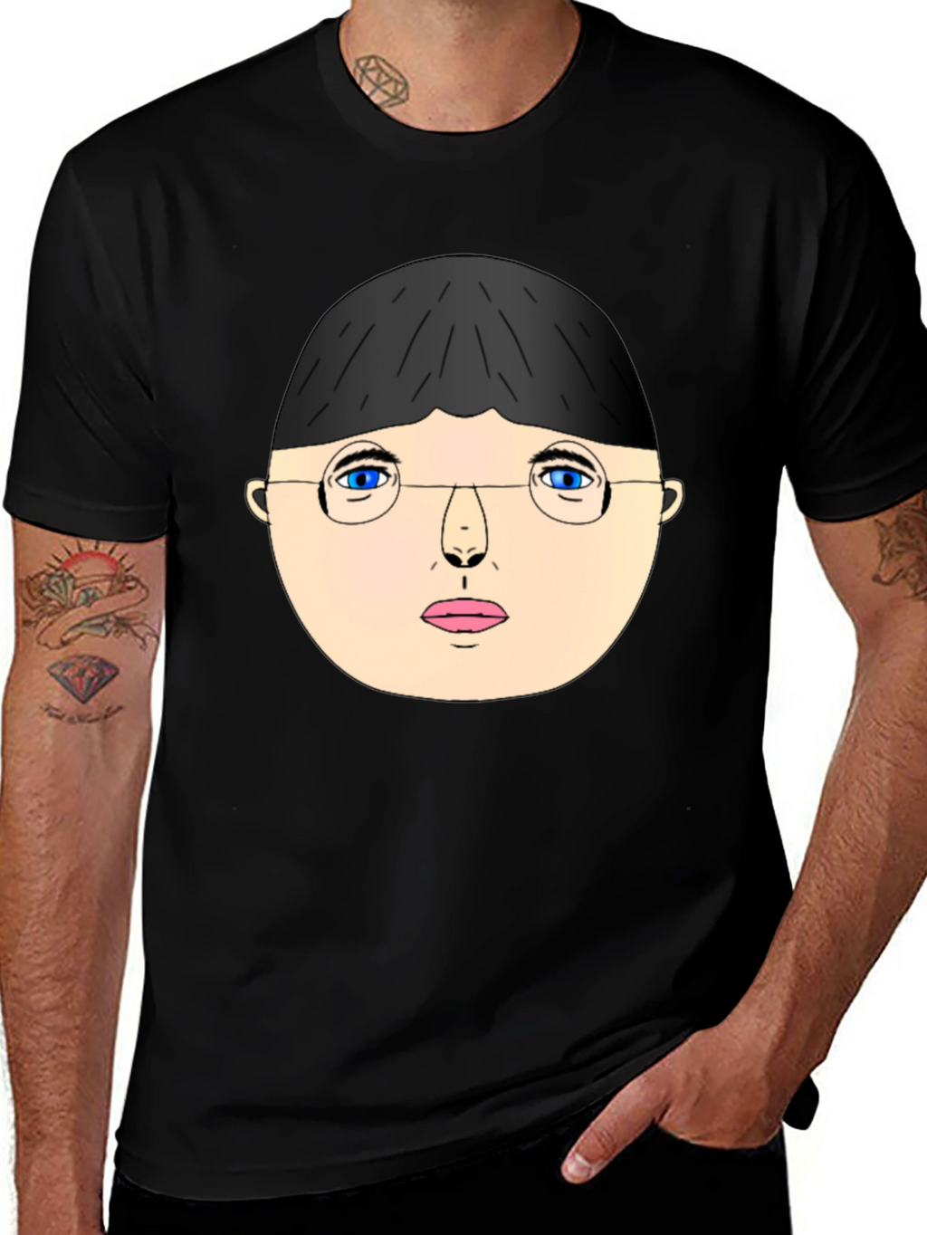 Unique Graphic T-Shirt - Face with Glasses