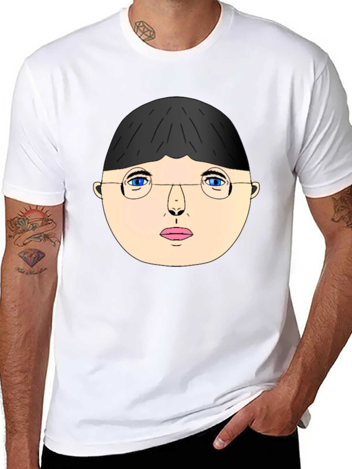 Unique Graphic T-Shirt - Face with Glasses