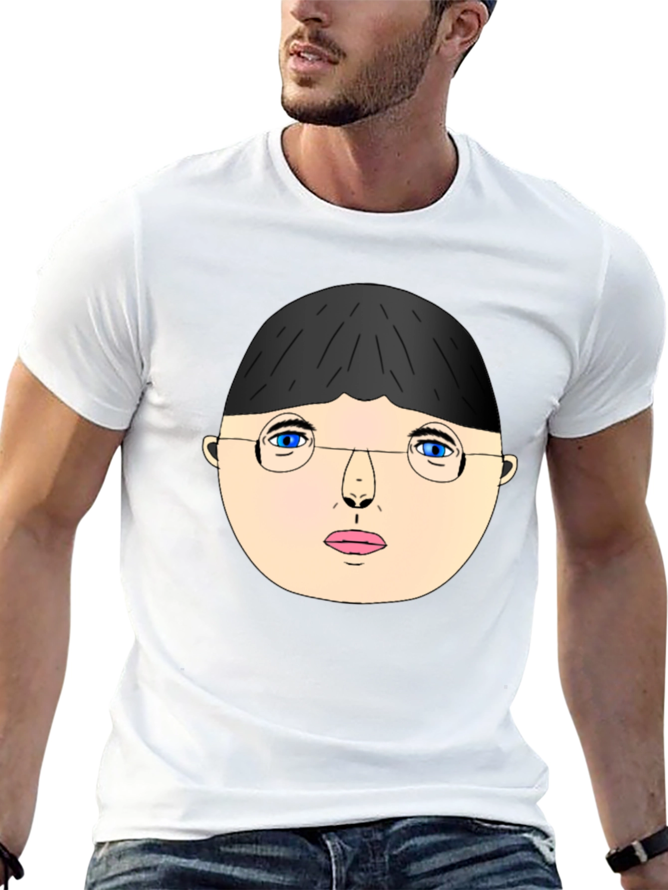 Unique Graphic T-Shirt - Face with Glasses