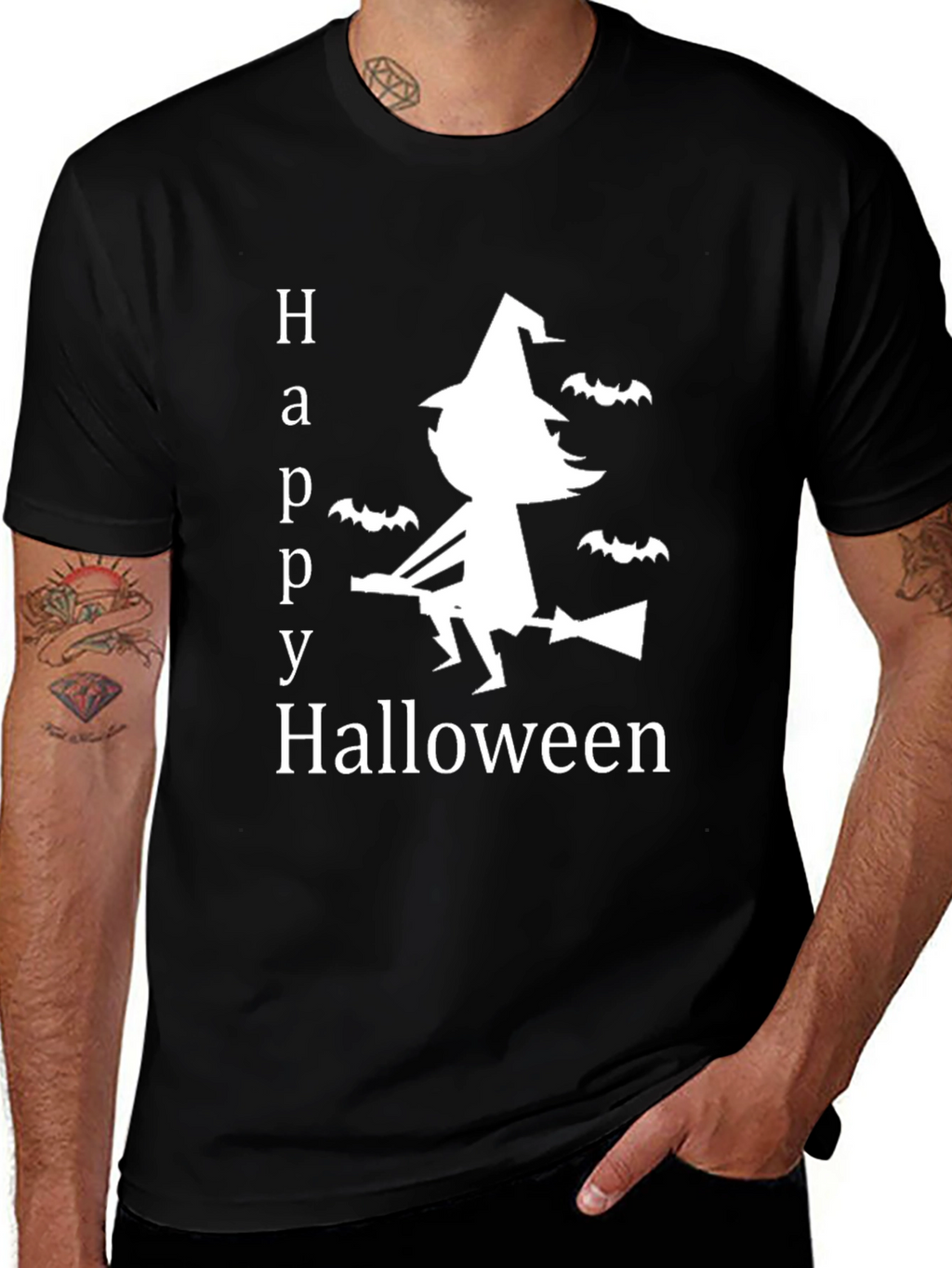 Happy Halloween T-Shirt Witch & Bats