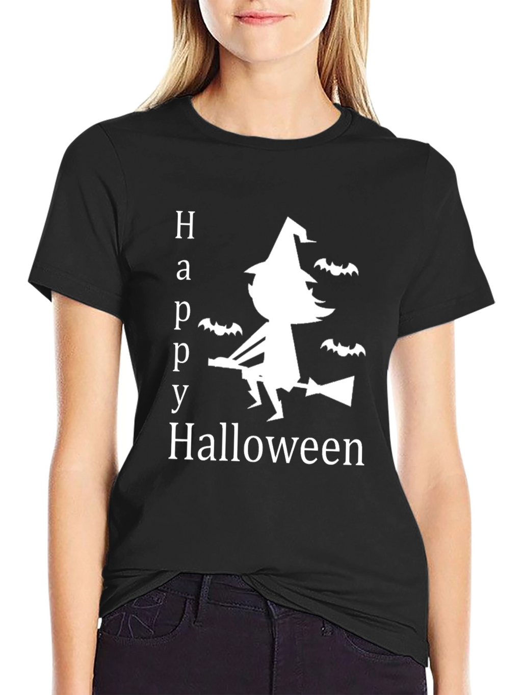 Happy Halloween T-Shirt Witch & Bats