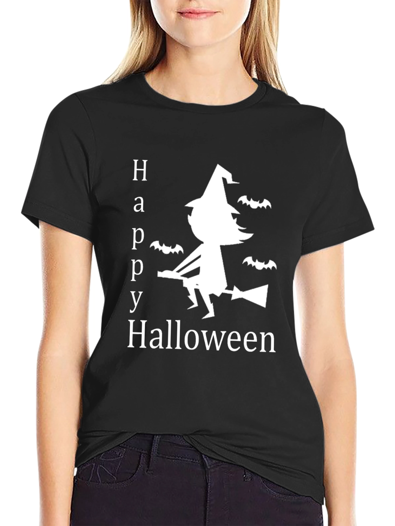 Happy Halloween T-Shirt Witch & Bats