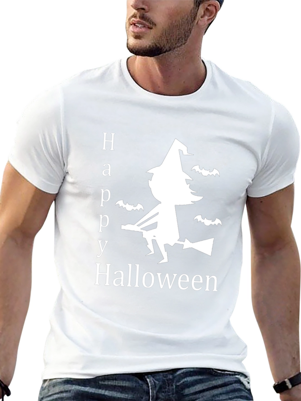 Happy Halloween T-Shirt Witch & Bats