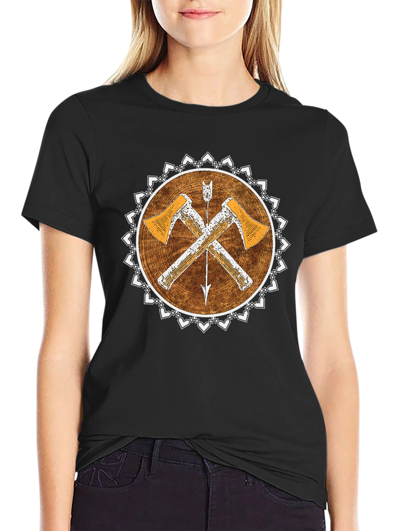 Rustic Axe & Arrow Tee - Vintage Style Graphic T-Shirt
