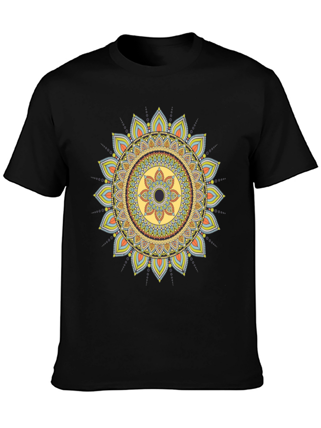 Mandala Print Black T-Shirt - Unique Design