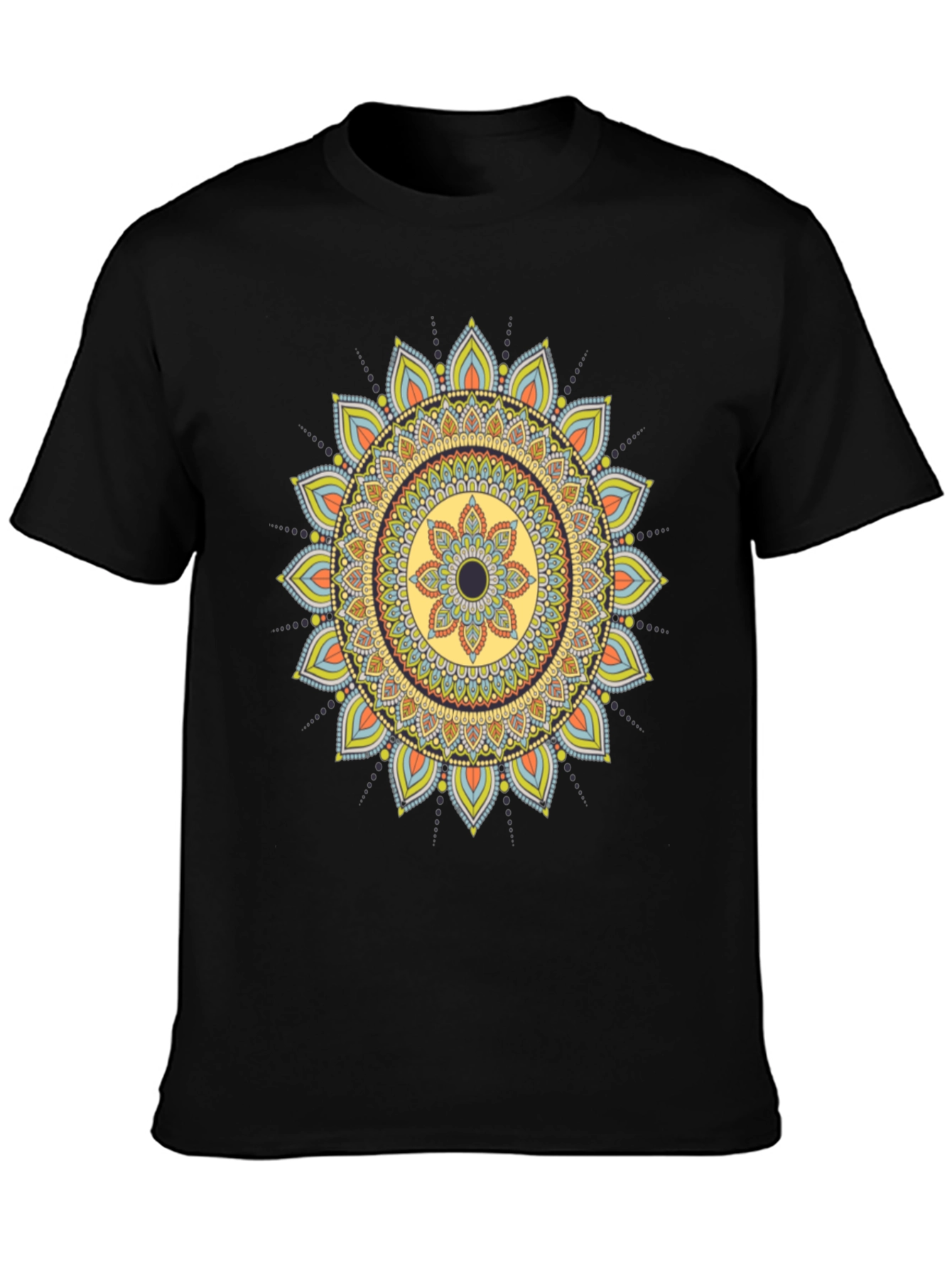 Mandala Print Black T-Shirt - Unique Design