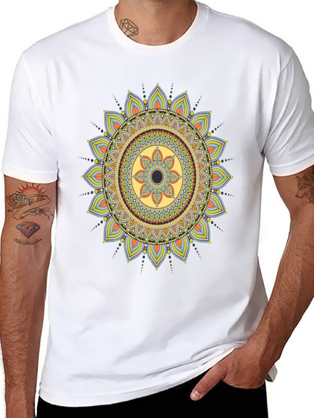 Mandala Print Black T-Shirt - Unique Design