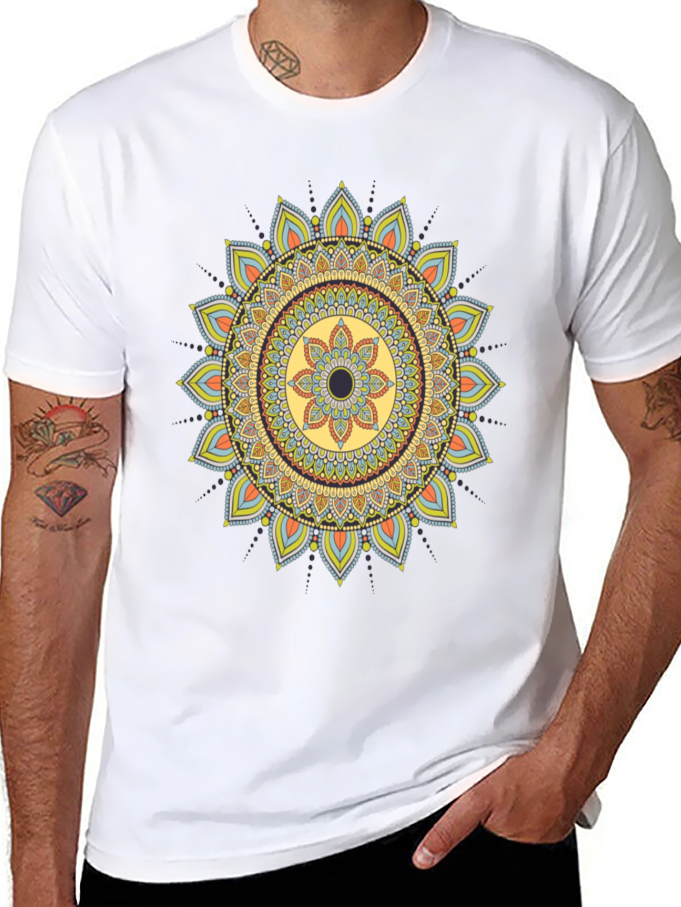 Mandala Print Black T-Shirt - Unique Design