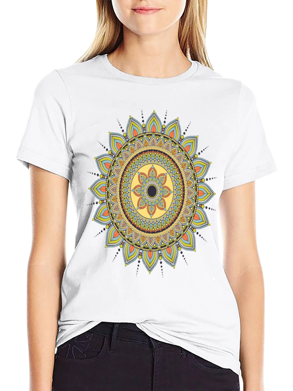 Mandala Print Black T-Shirt - Unique Design