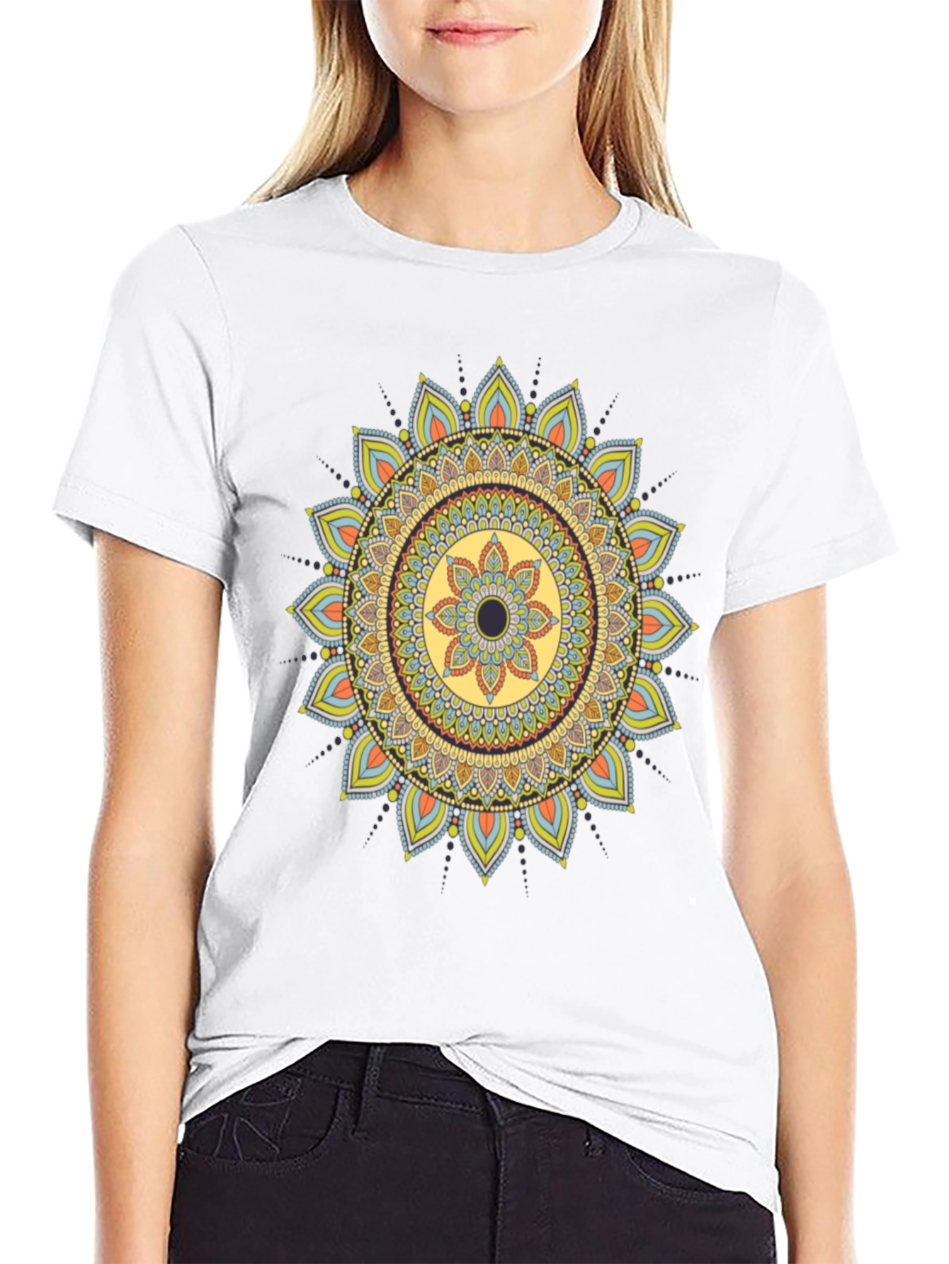 Mandala Print Black T-Shirt - Unique Design