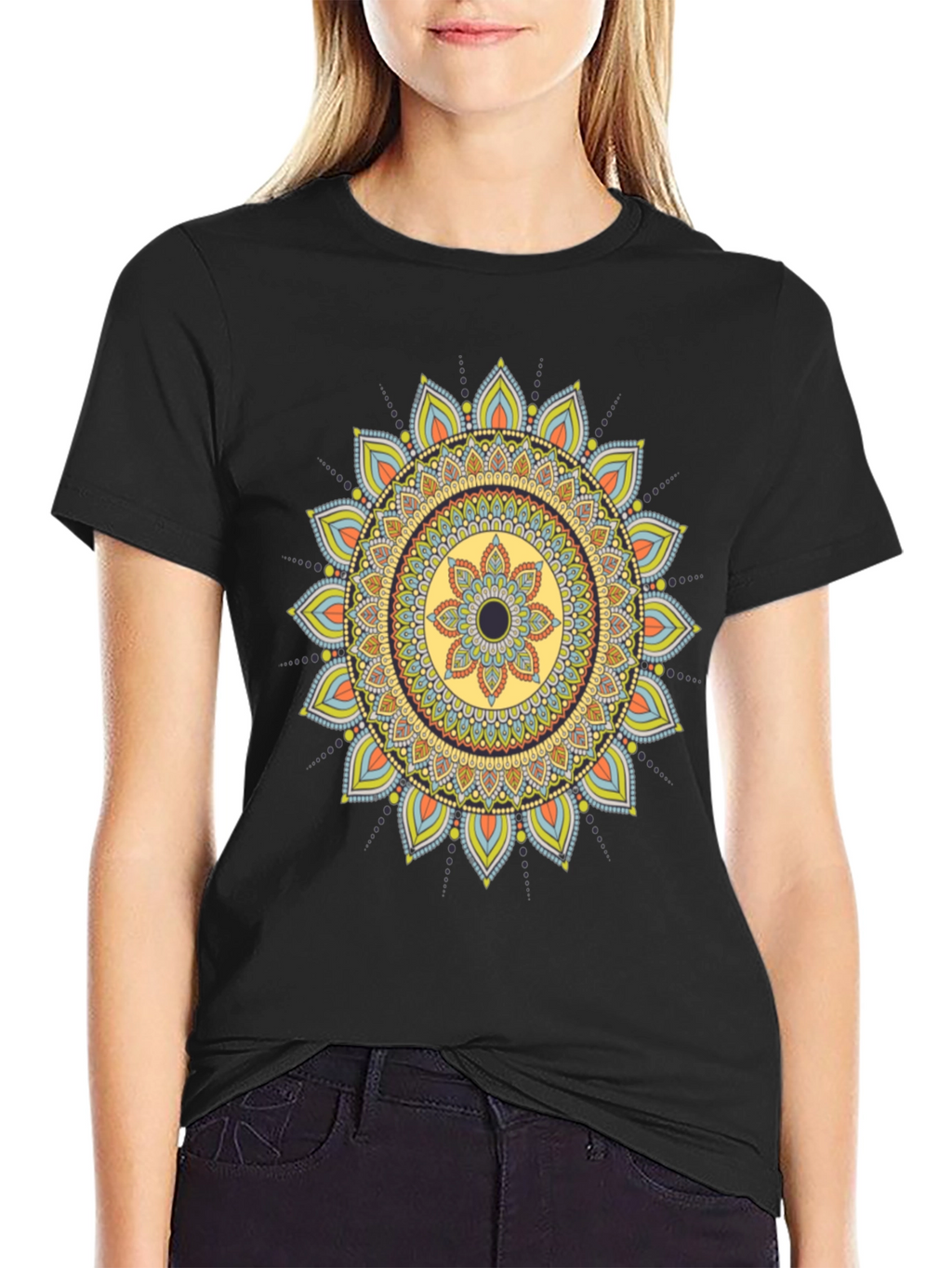 Mandala Print Black T-Shirt - Unique Design