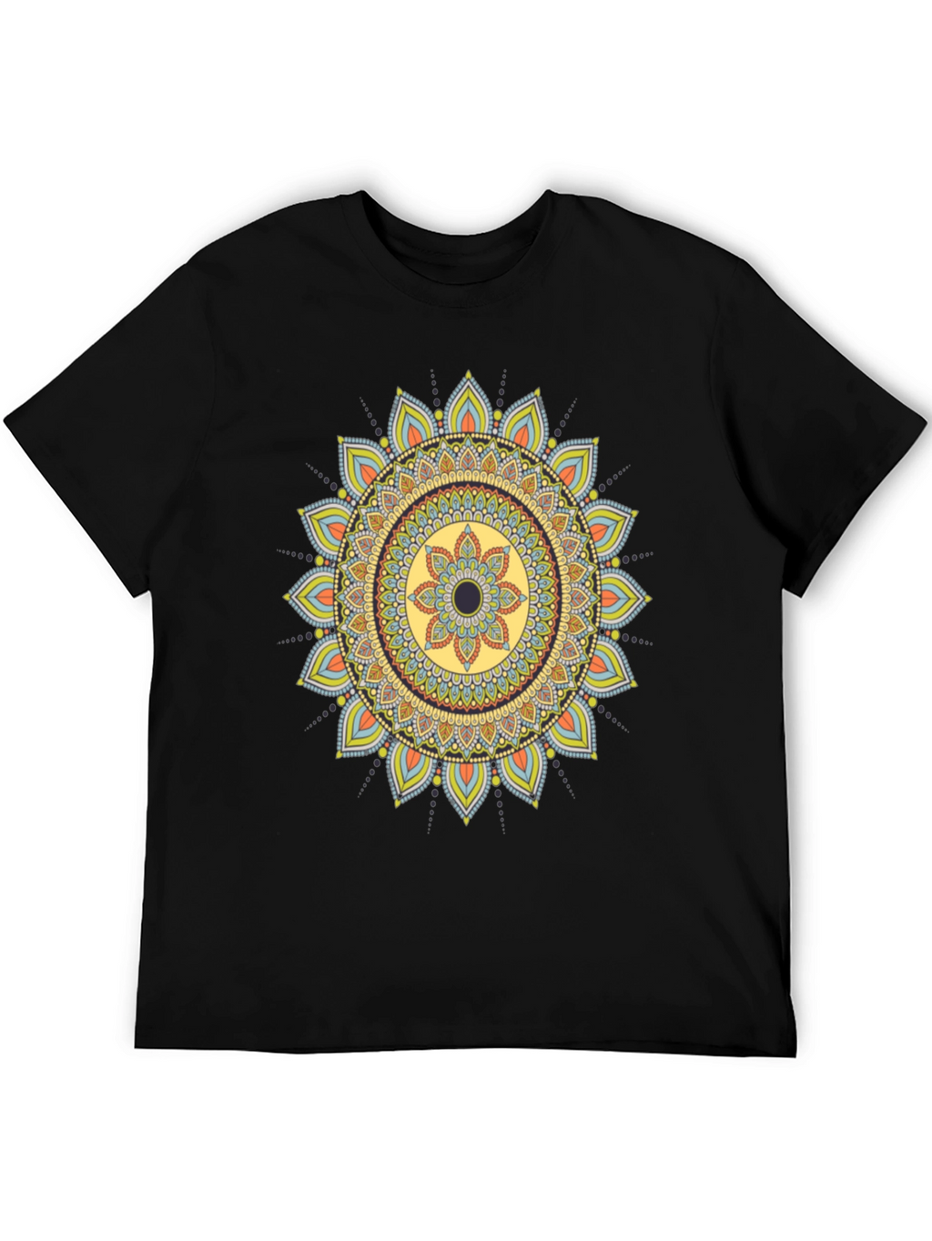 Mandala Print Black T-Shirt - Unique Design
