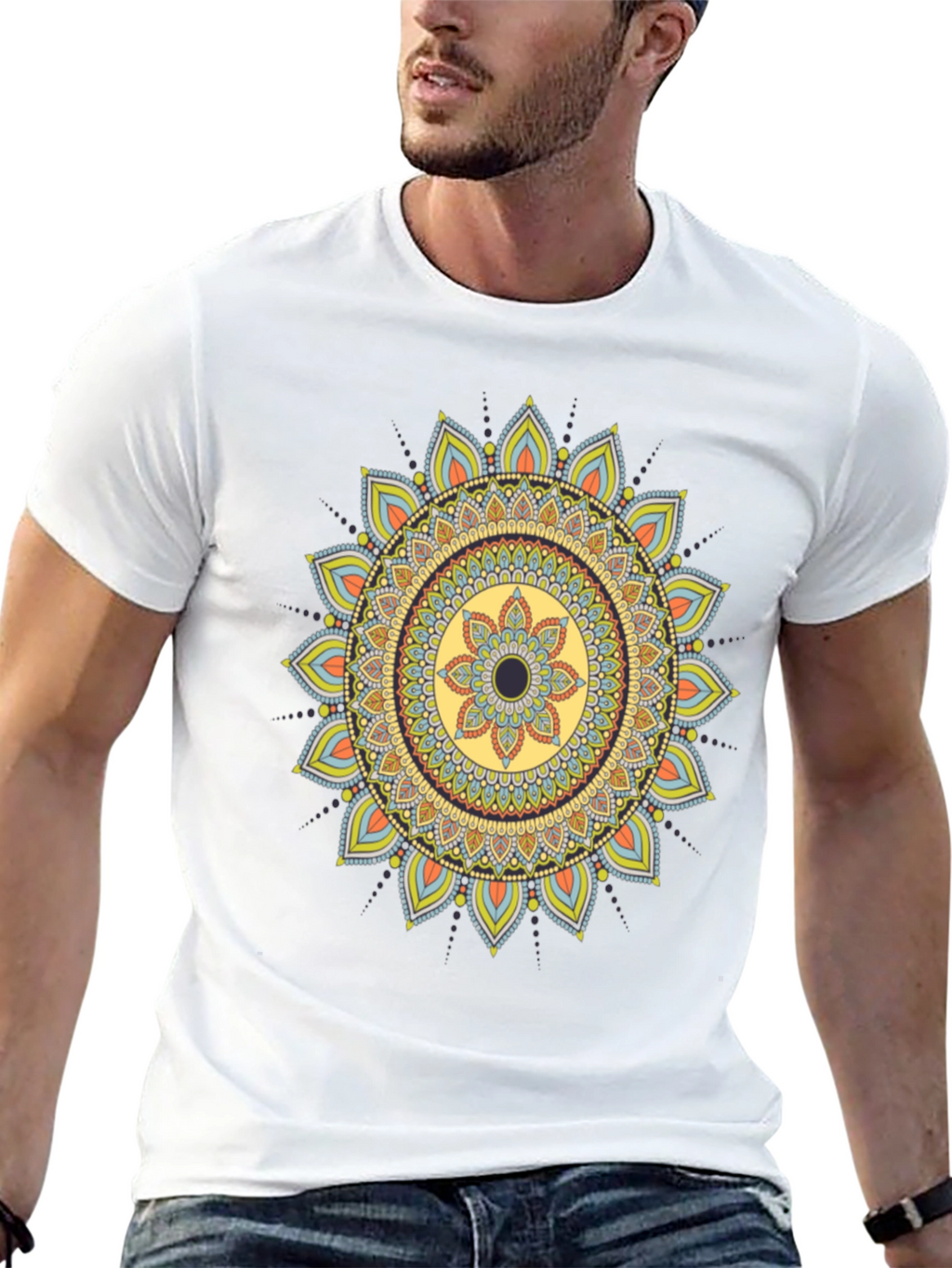 Mandala Print Black T-Shirt - Unique Design