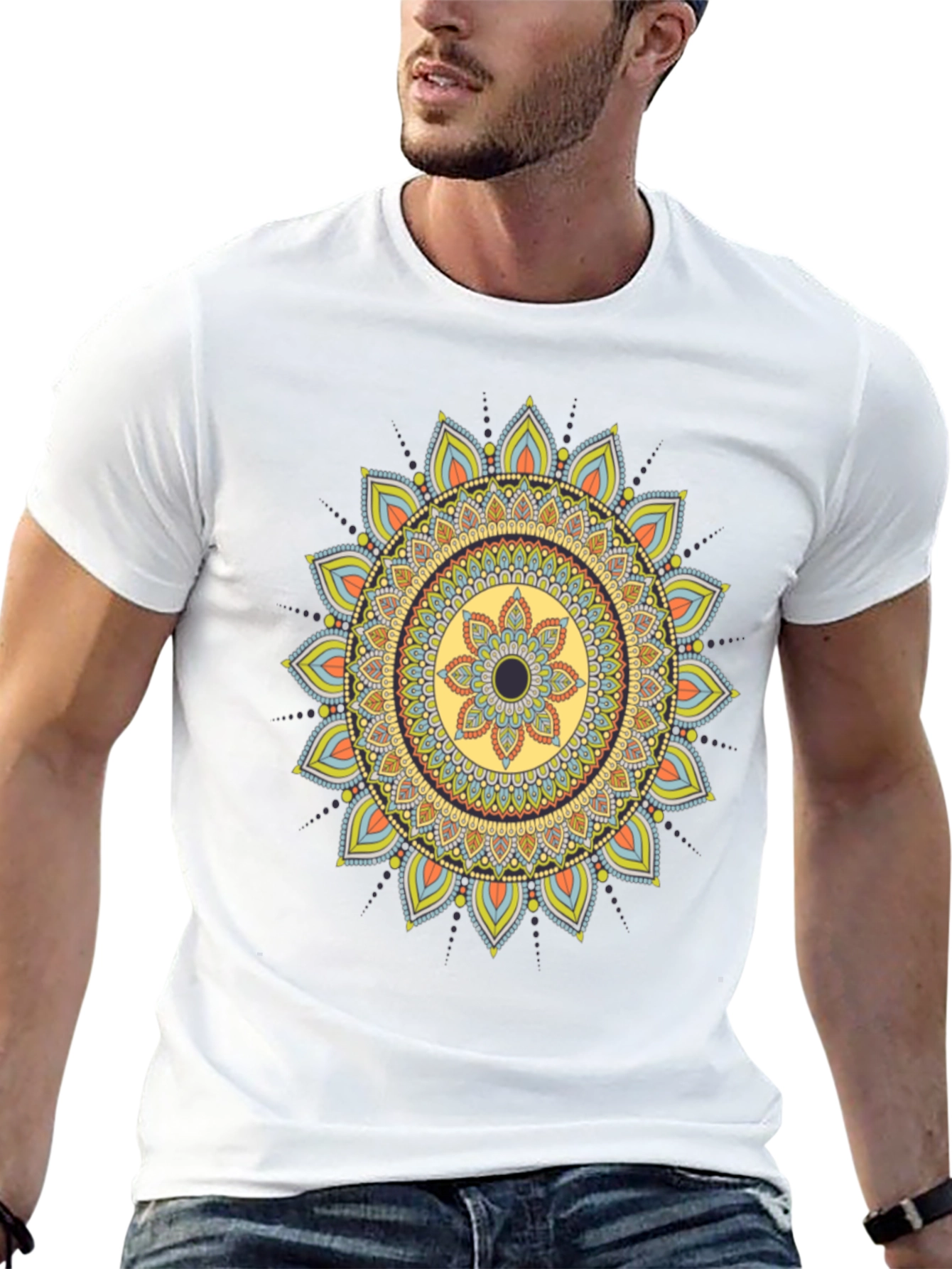 Mandala Print Black T-Shirt - Unique Design