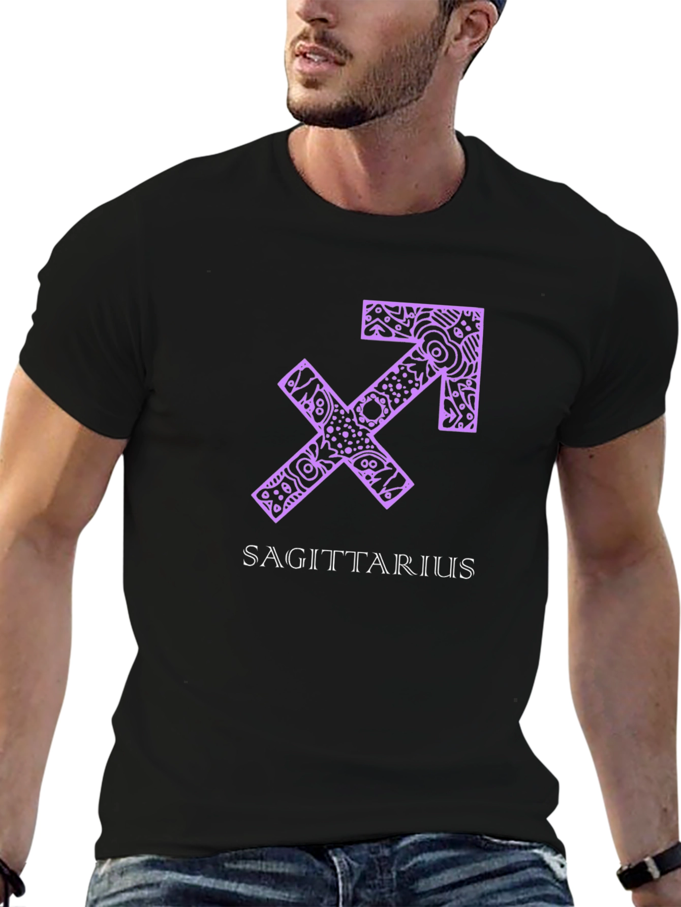 Sagittarius Zodiac Graphic Tee - Black