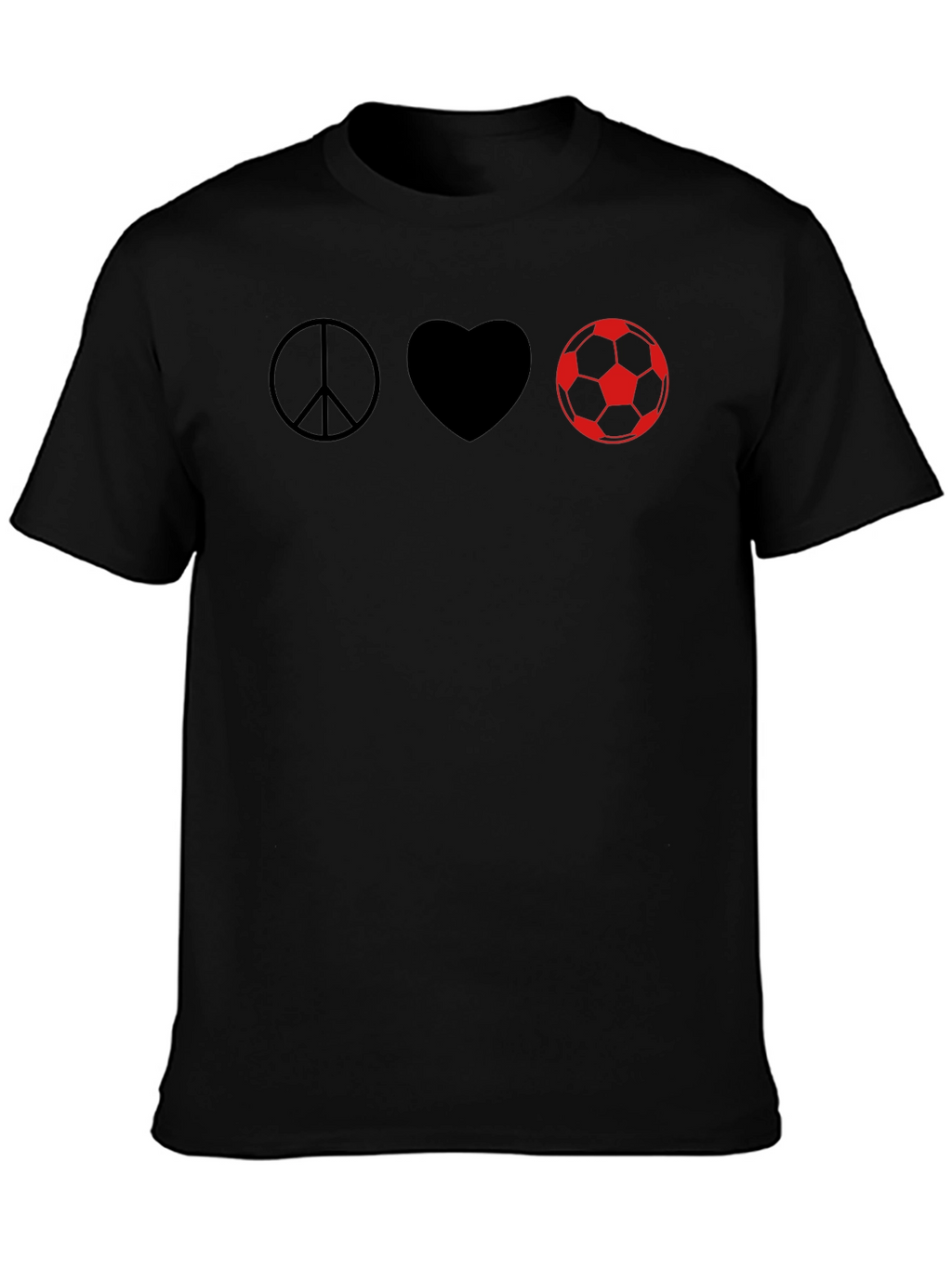 Peace Love Soccer T-Shirt - Black