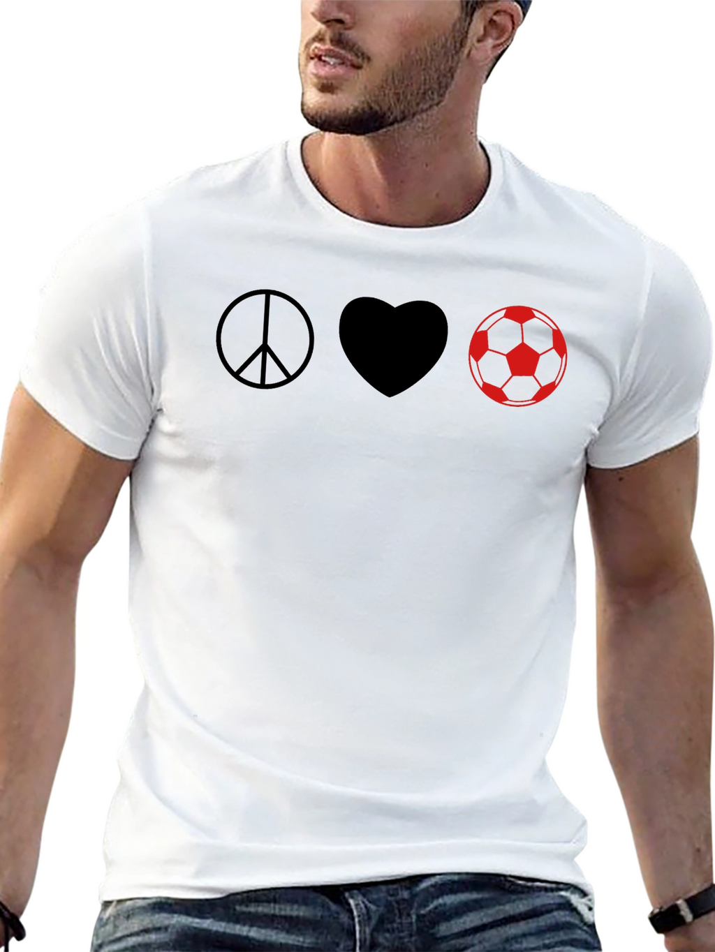 Peace Love Soccer T-Shirt - Black
