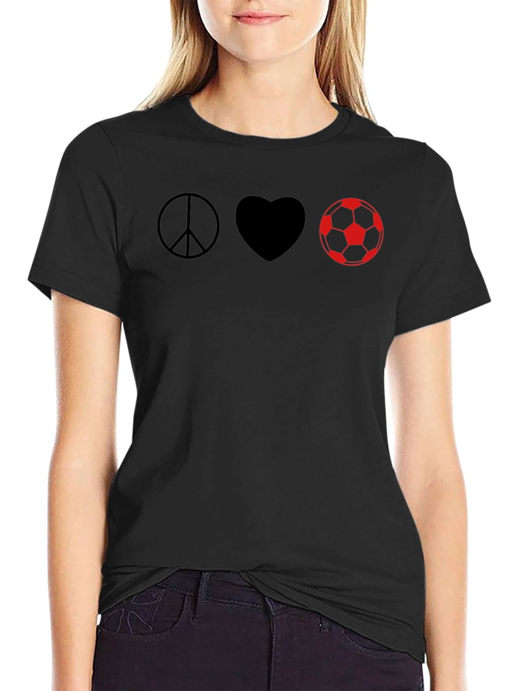 Peace Love Soccer T-Shirt - Black