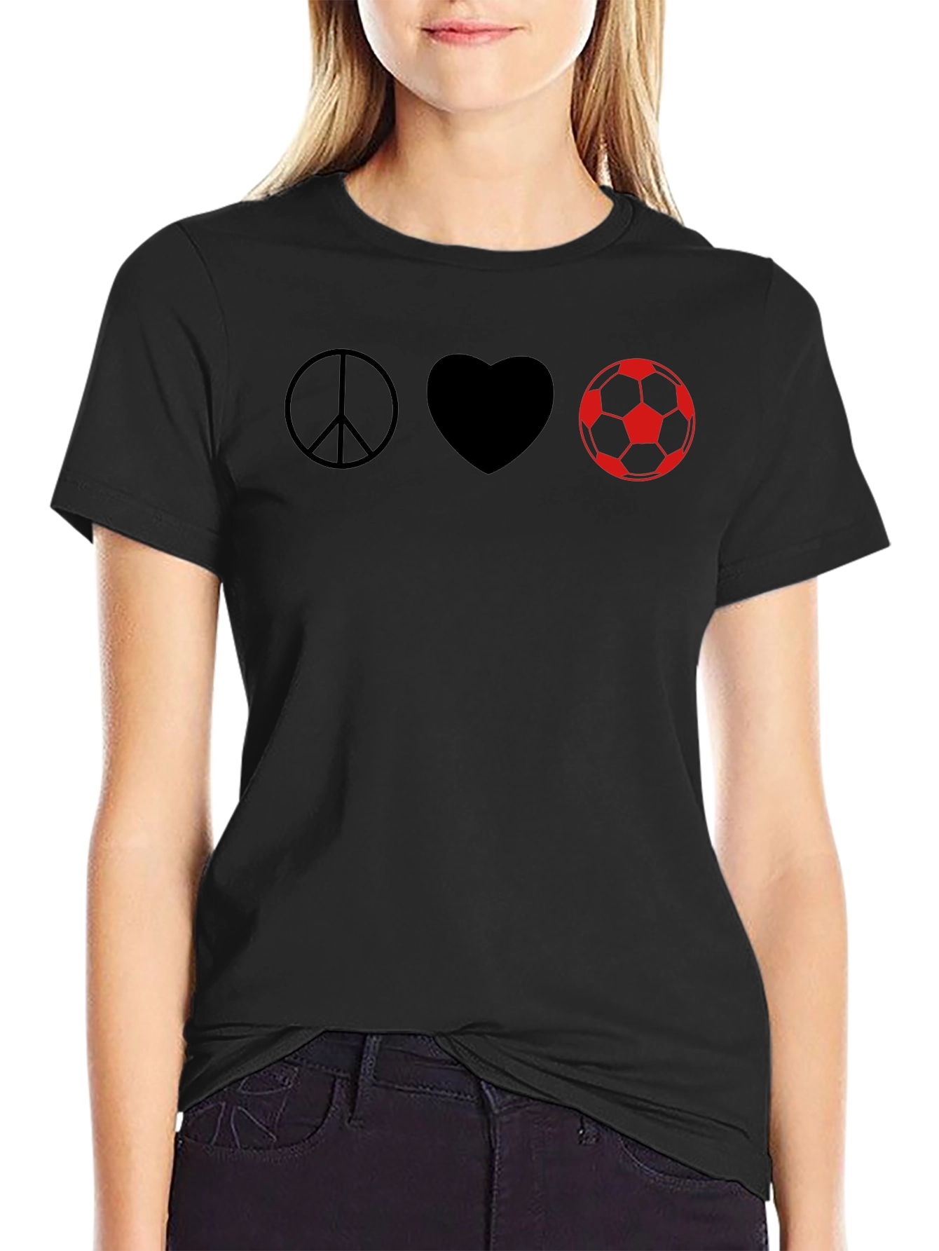 Peace Love Soccer T-Shirt - Black