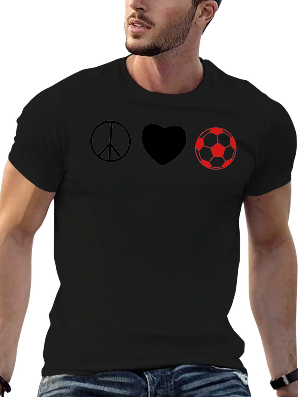Peace Love Soccer T-Shirt - Black