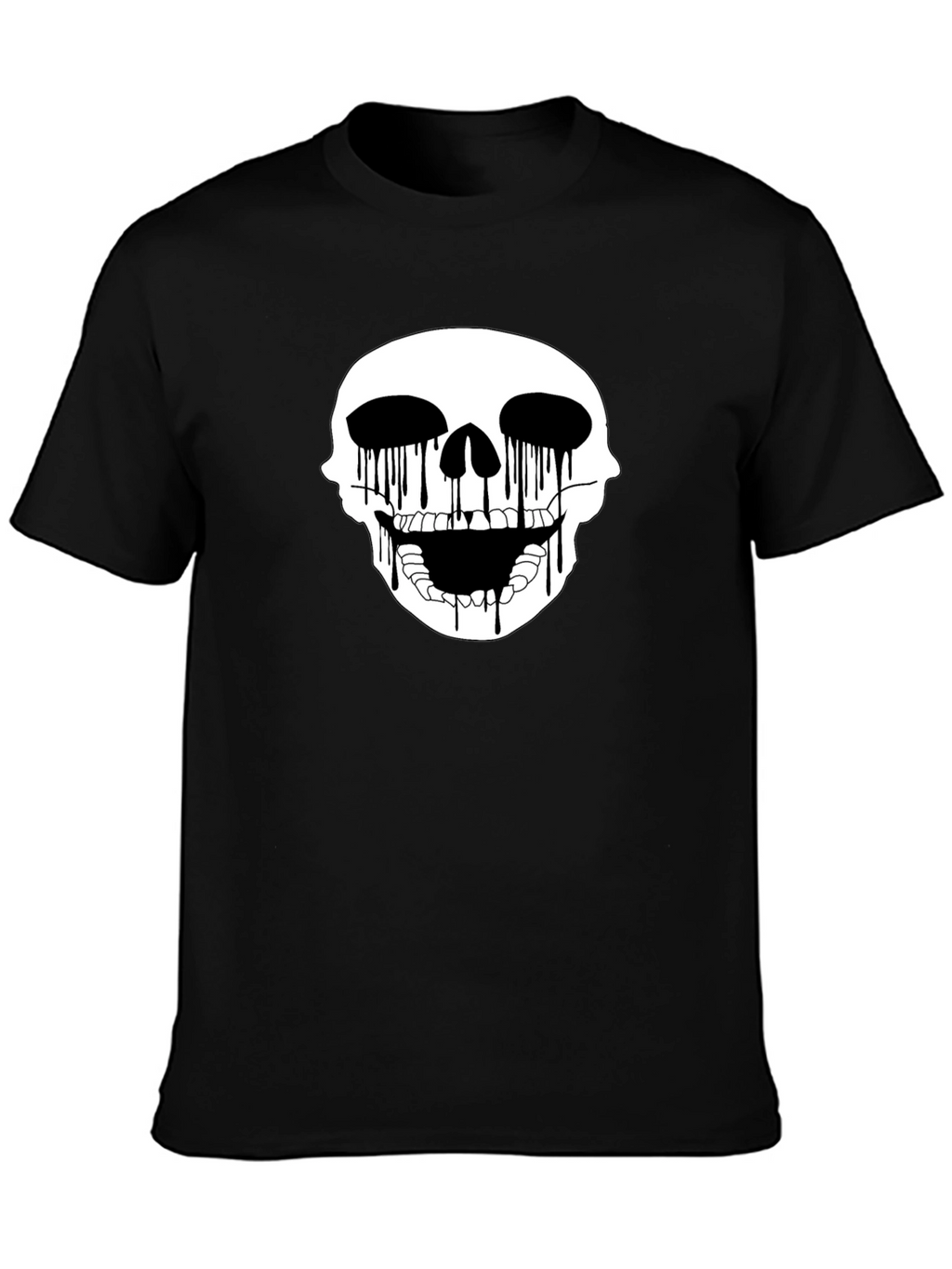Skull Drip Graphic Tee - Edgy Black T-Shirt