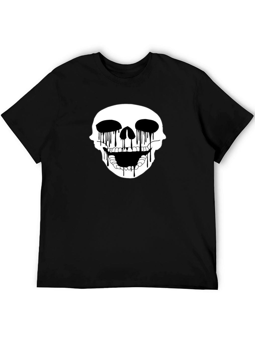 Skull Drip Graphic Tee - Edgy Black T-Shirt