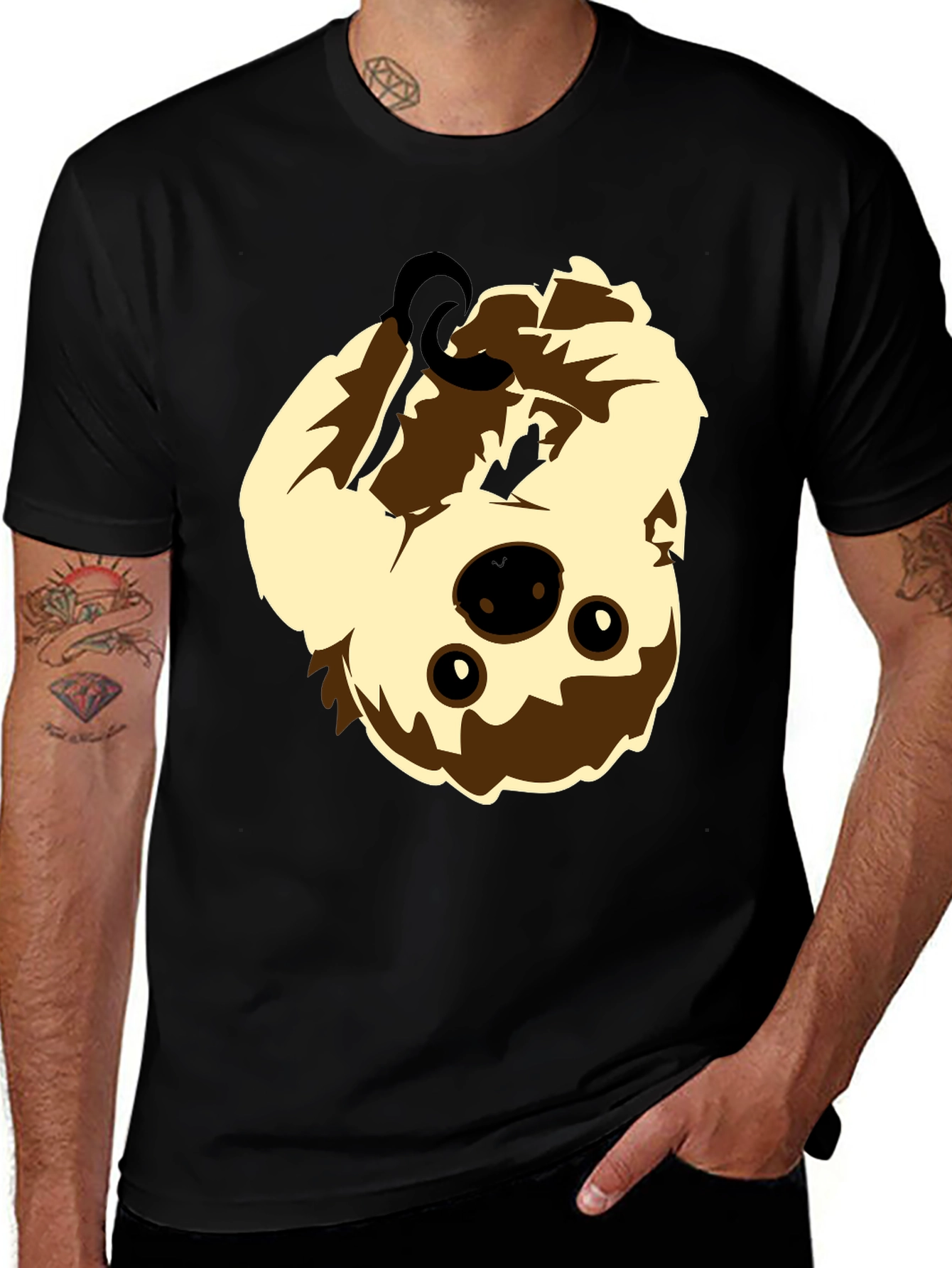 Upside Down Sloth Graphic Tee - Black Cotton Shirt