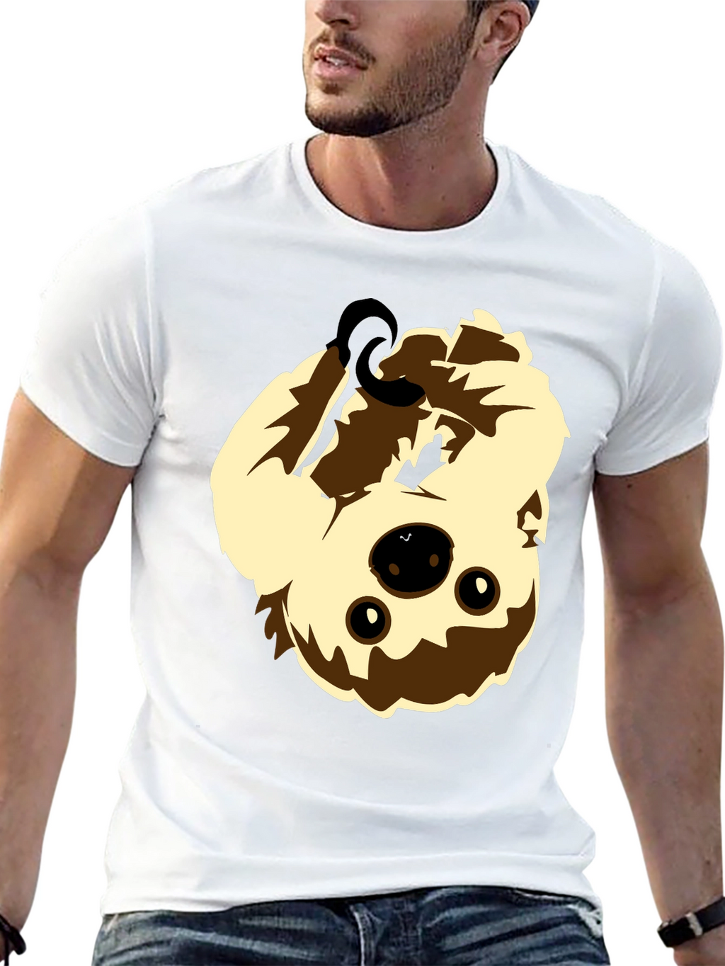 Upside Down Sloth Graphic Tee - Black Cotton Shirt
