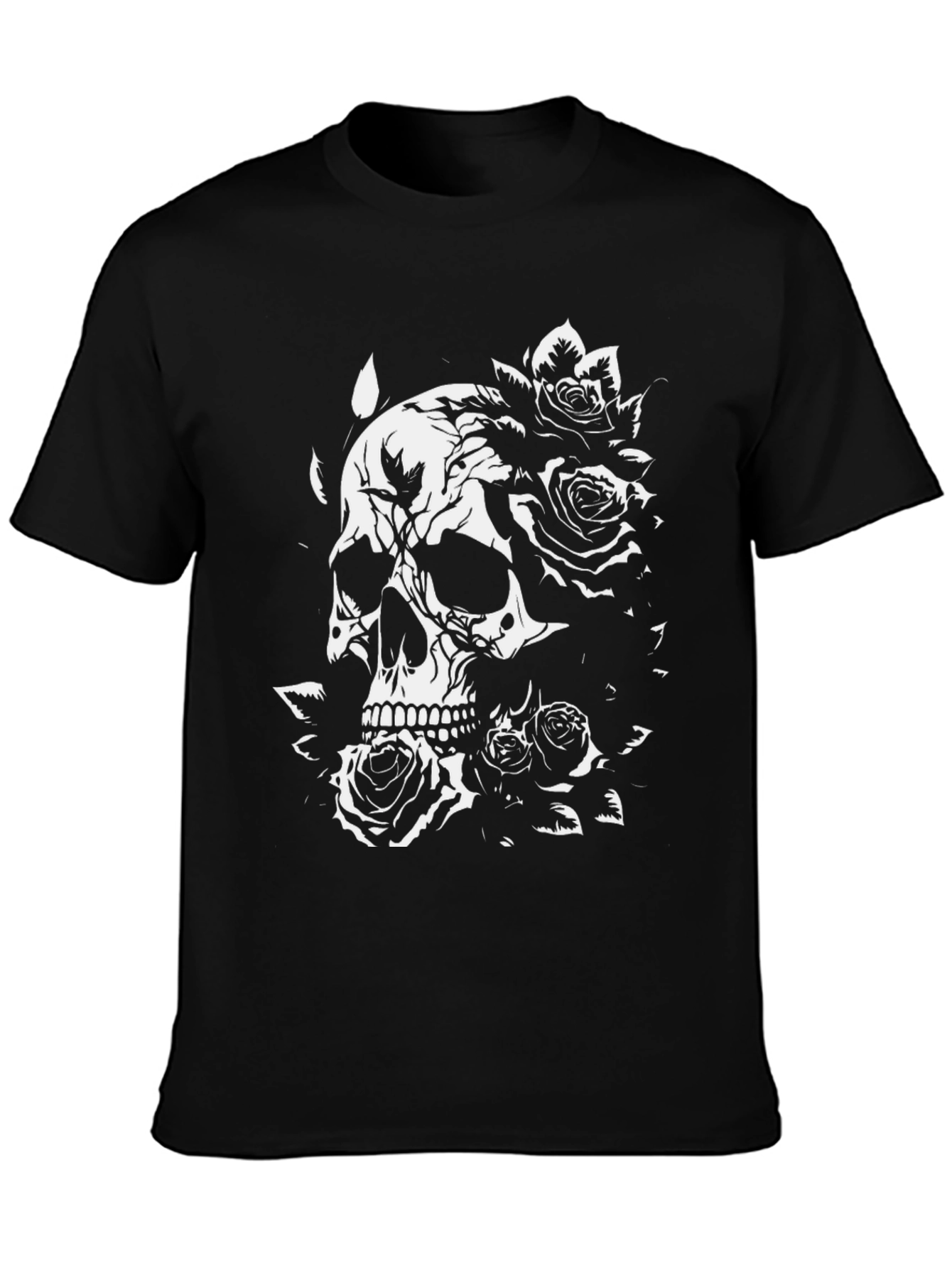 Skull & Roses Graphic Black T-Shirt