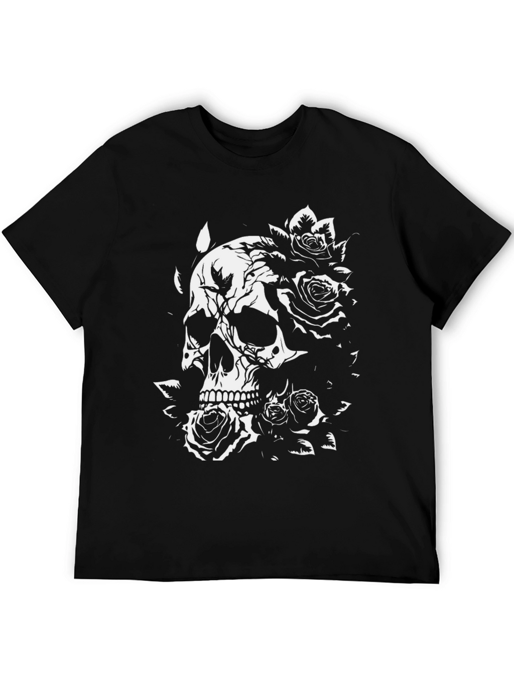 Skull & Roses Graphic Black T-Shirt