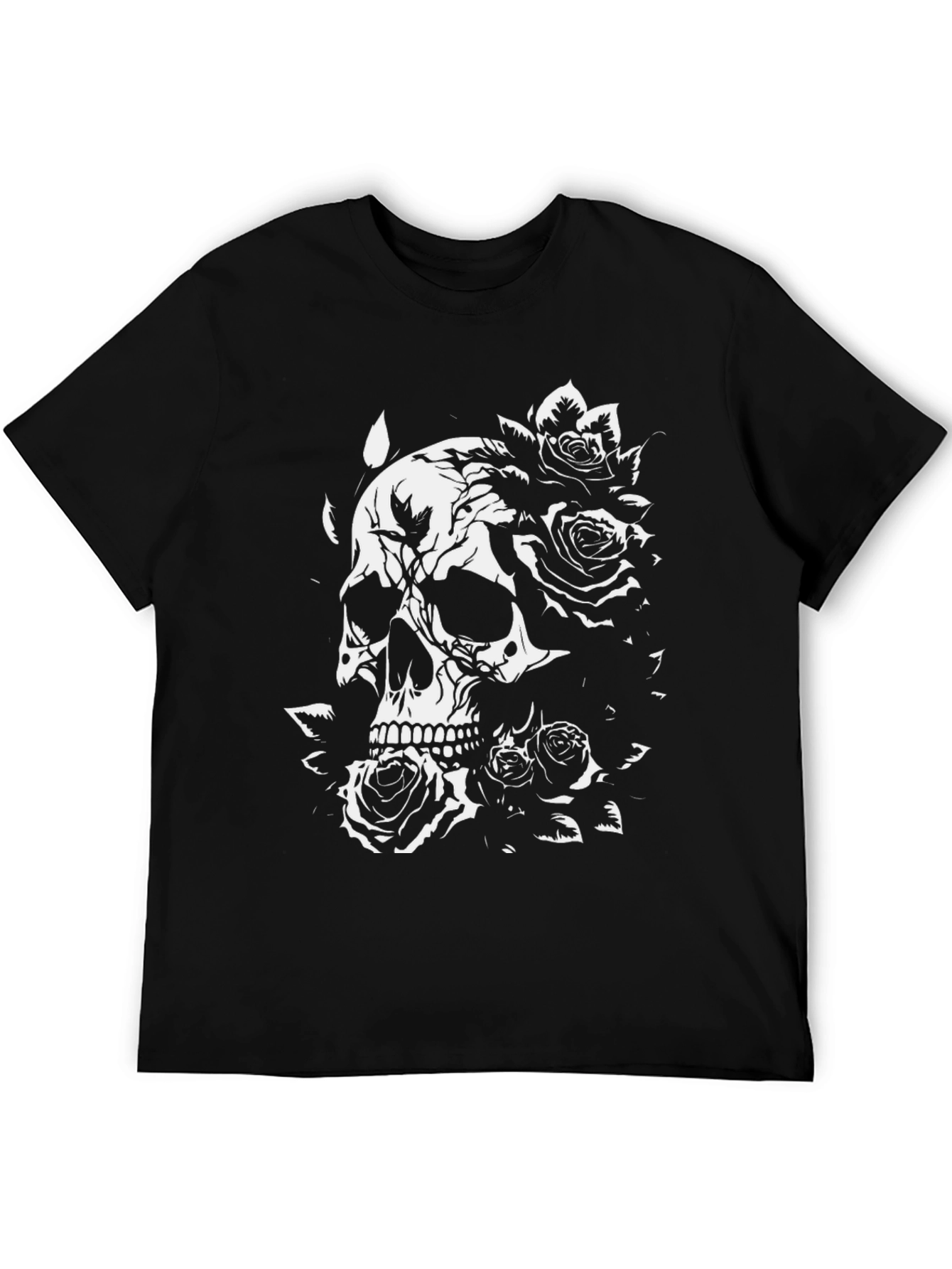 Skull & Roses Graphic Black T-Shirt