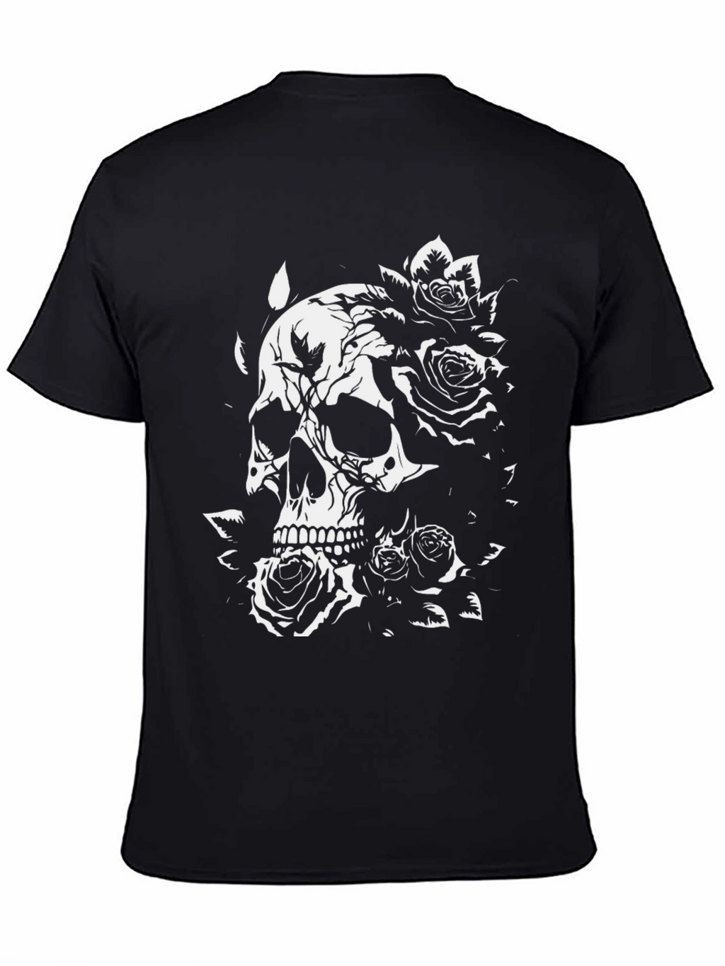 Skull & Roses Graphic Black T-Shirt